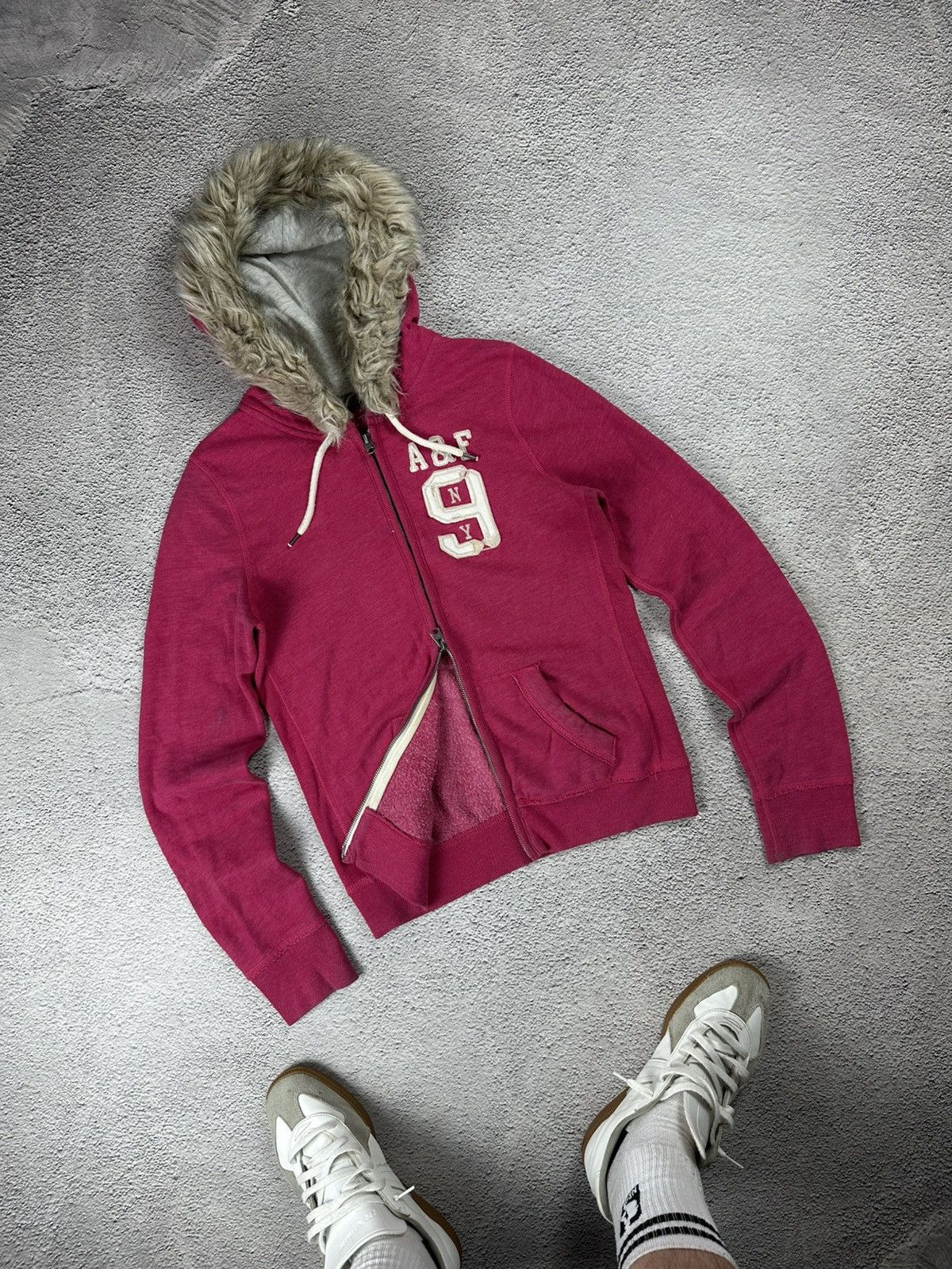 Vintage Abercrombie Fitch Fur Fuzzy Full Zip Hoodie Y2K