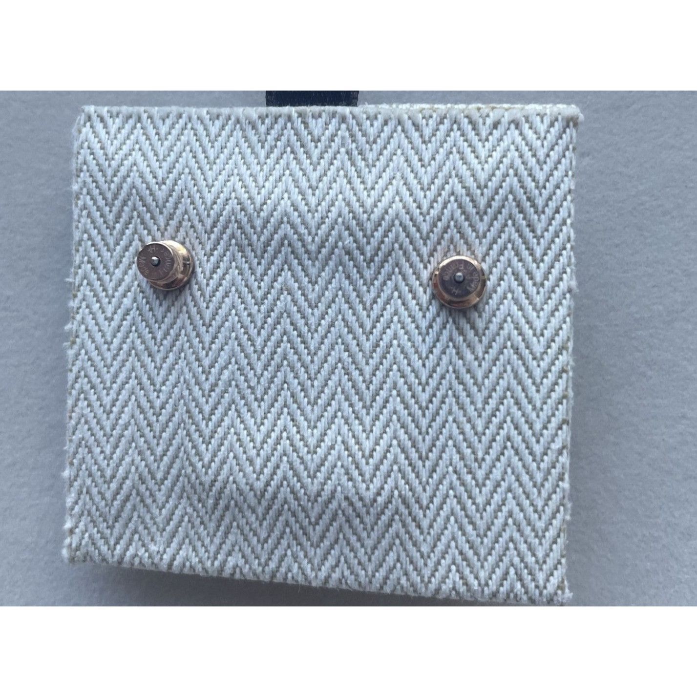 Hermes Hermès "H" Rose Gold & White Enamel Stud Earrings In Box Size ONE SIZE - 3 Thumbnail