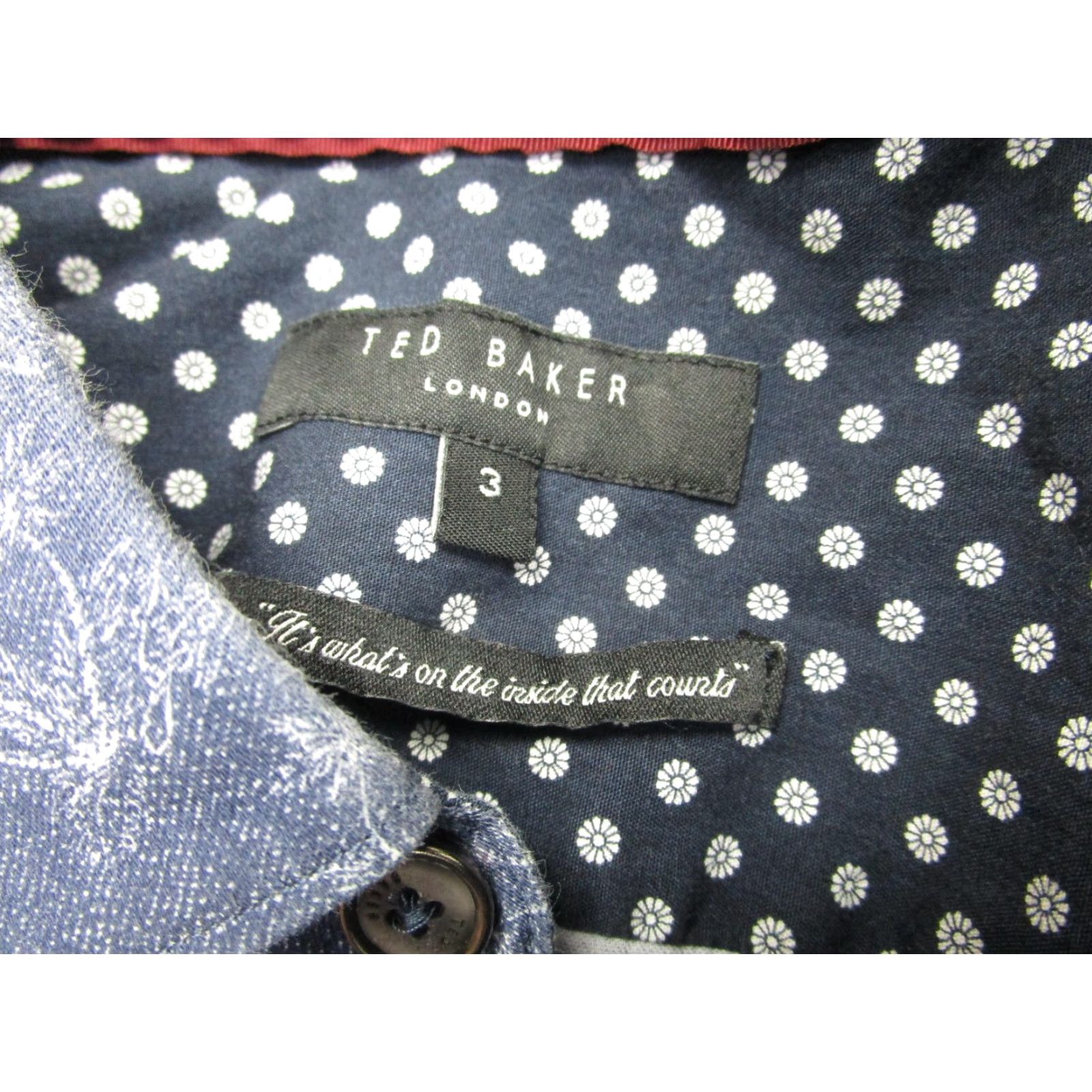 Ted Baker Ted Baker Shirt Mens Medium Blue Chambray Floral Print Short Sleeve Button Front Size US M / EU 48-50 / 2 - 5 Thumbnail