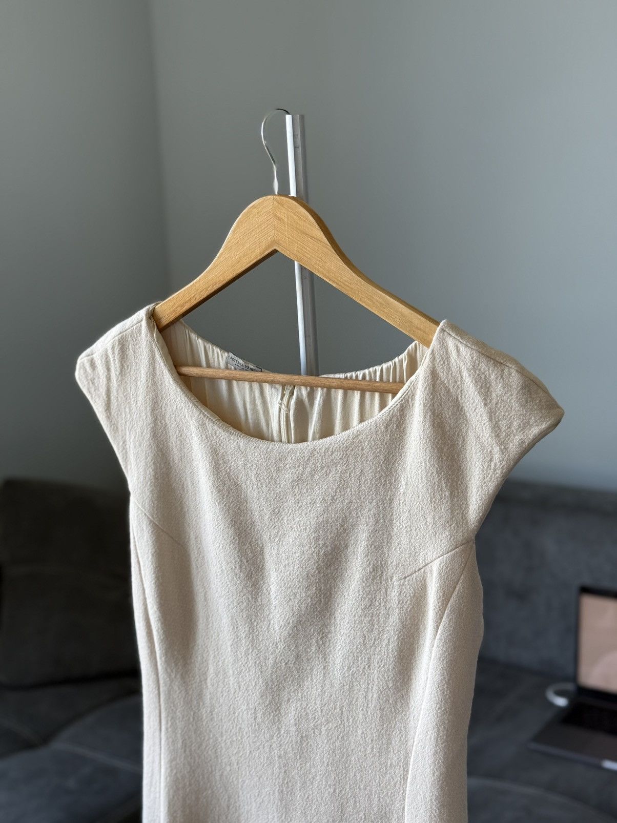 Bottega Veneta RRP $1,900+ Bottega Veneta White Wool Silk Blend Midi Dress Size S / US 4 / IT 40 - 6 Thumbnail