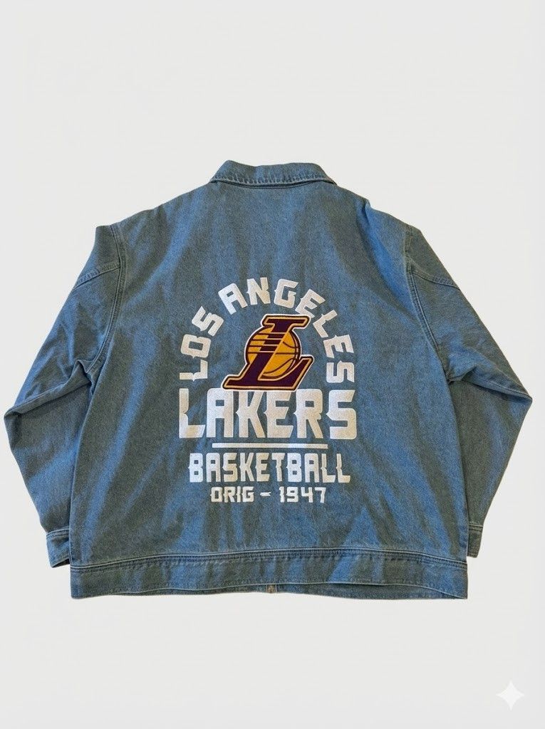 Other The Wild Collective LAKERS Full-Zip Denim Coaches Jacket Size US XXL / EU 58 / 5 - 3 Thumbnail