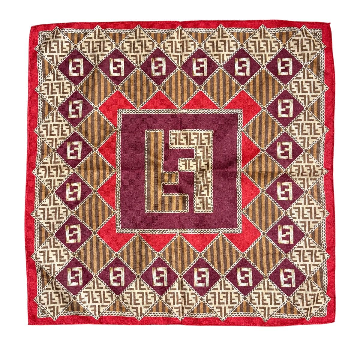 Fendi Fendi Monogram FF Logo Handkerchief Silk Scarf Size ONE SIZE - 3 Thumbnail