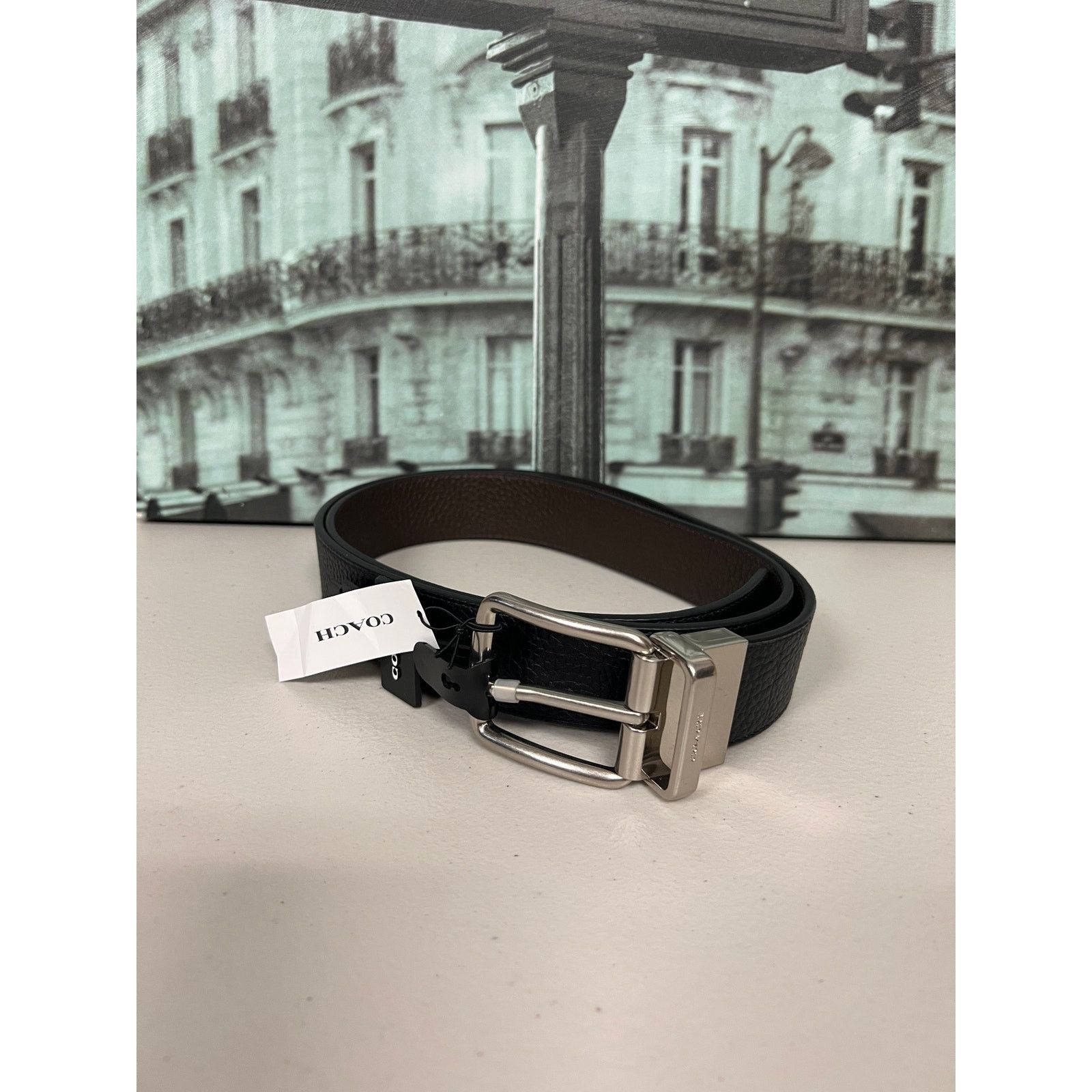Coach Coach 64840 Double-Sided Pin Buckle Leather Belt Black Size 38 - 1 Thumbnail