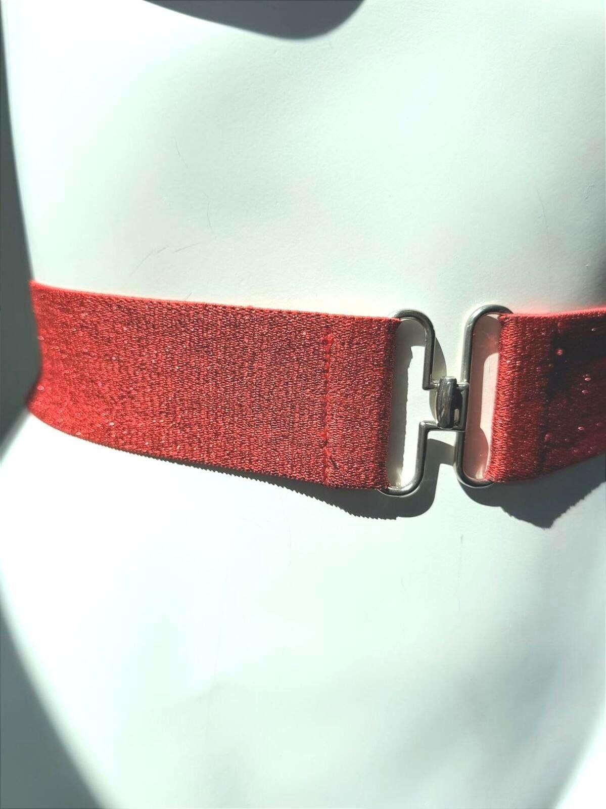 Other Vintage Red Stretch Belt Wide 80s Statement Belt Size ONE SIZE - 3 Thumbnail