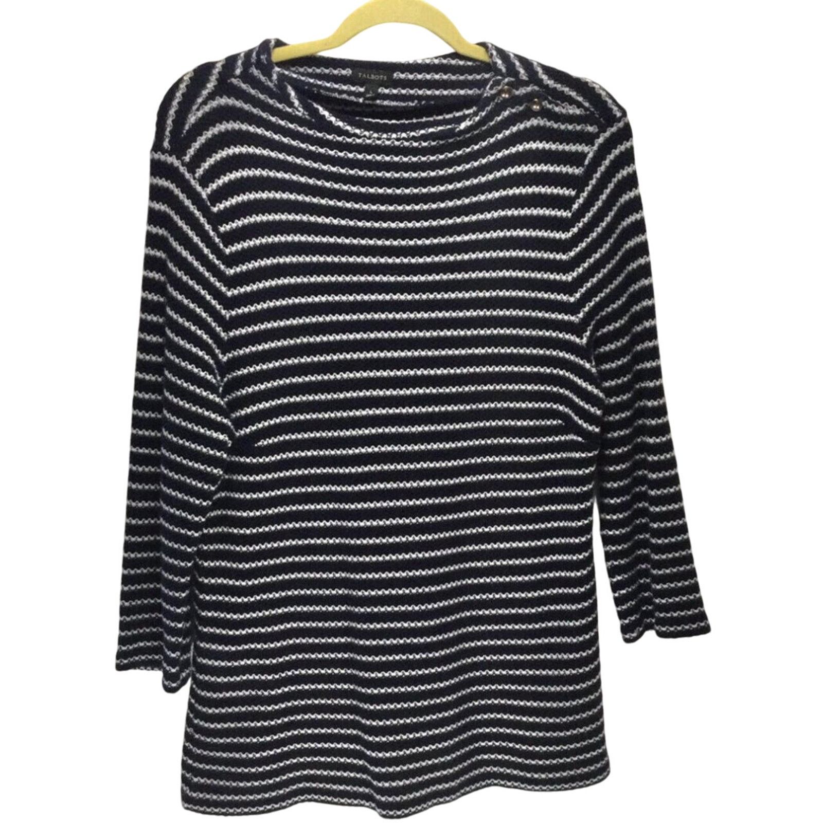 Other Talbots Navy and White Striped 3/4 Sleeve Top - 2XP Petite Size XXL / US 16-18 / IT 52-54 - 1 Thumbnail
