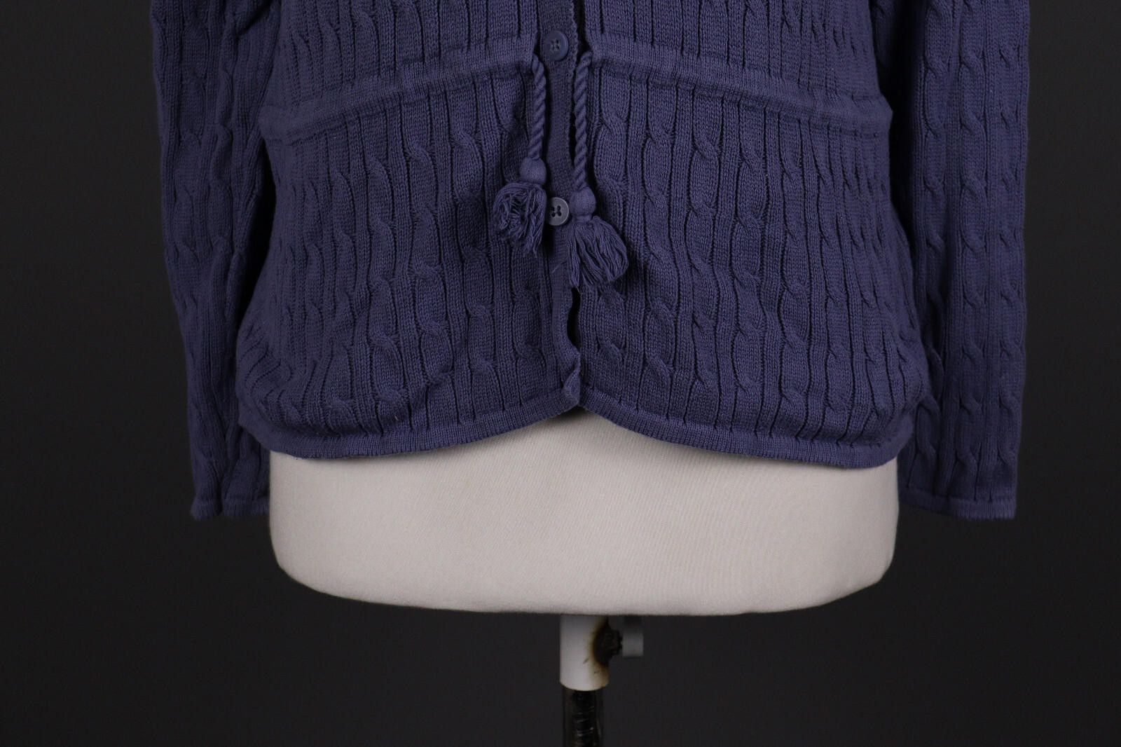 Designer Gudrun Sjoden Blue Belted Cable Knit Cardigan Sweater Size L Size L / US 10 / IT 46 - 4 Thumbnail