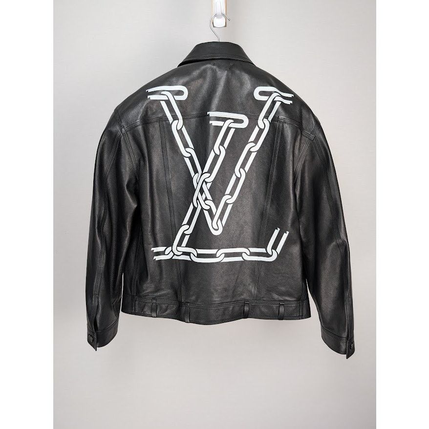 Louis Vuitton o1rshd1 Chain Leather Trucker Jacket in Black Size US M / EU 48-50 / 2 - 1 Thumbnail