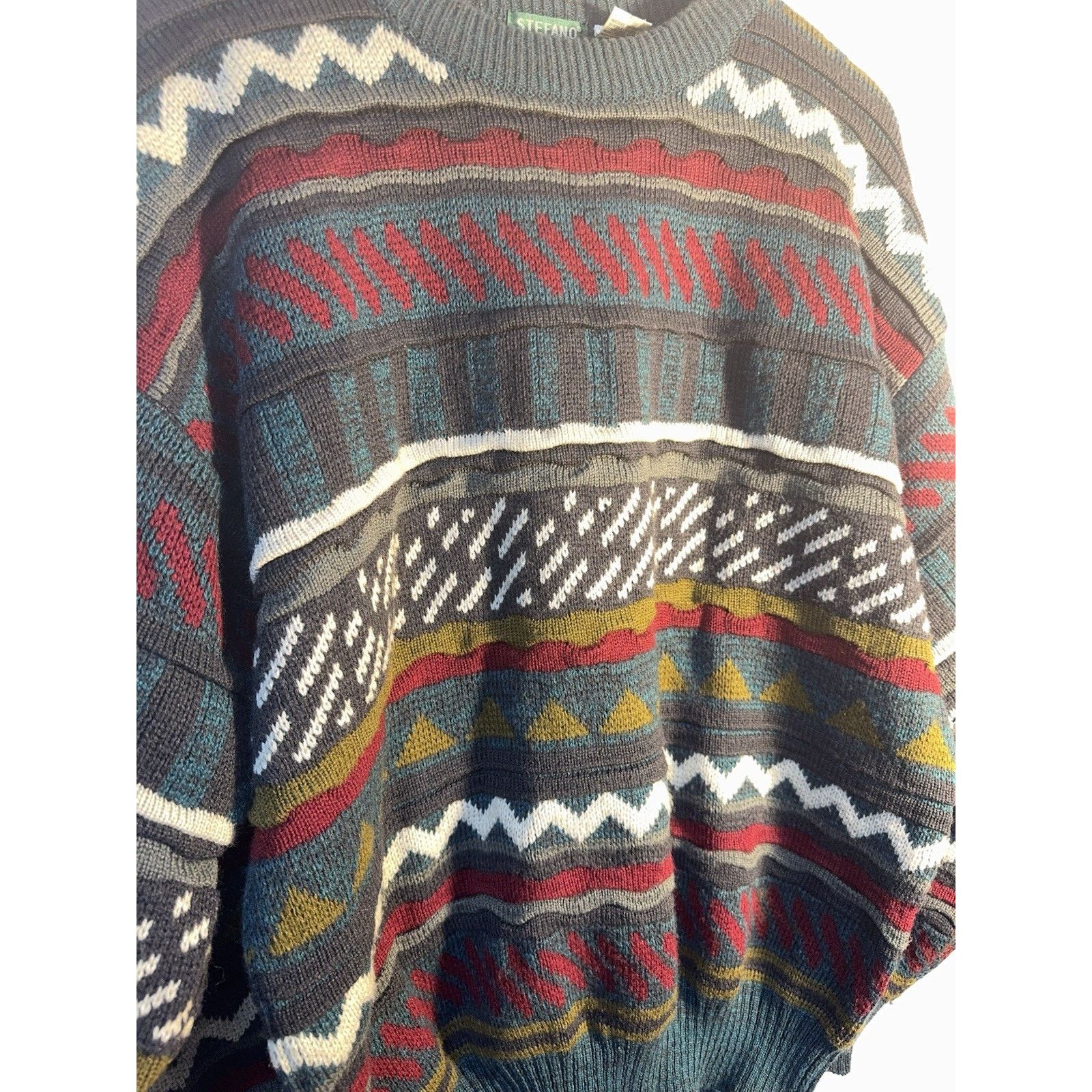 Other Stefano Men’s Vintage 90s Patterned Knit Sweater Oversized Size US XL / EU 56 / 4 - 2 Thumbnail