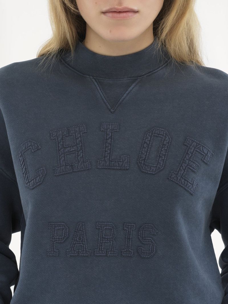 Chloe oc11z0226 Short Logo Sweatshirt in Blue Size S / US 4 / IT 40 - 5 Thumbnail