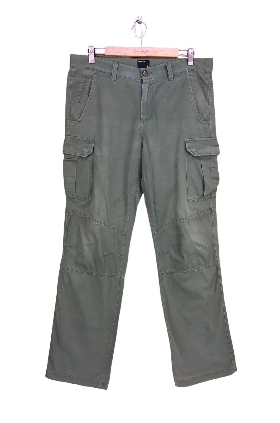 Japanese Brand TAKEO KIKUCHI Olive Green Military Tactical Cargo Pants Size US 35 - 1 Thumbnail
