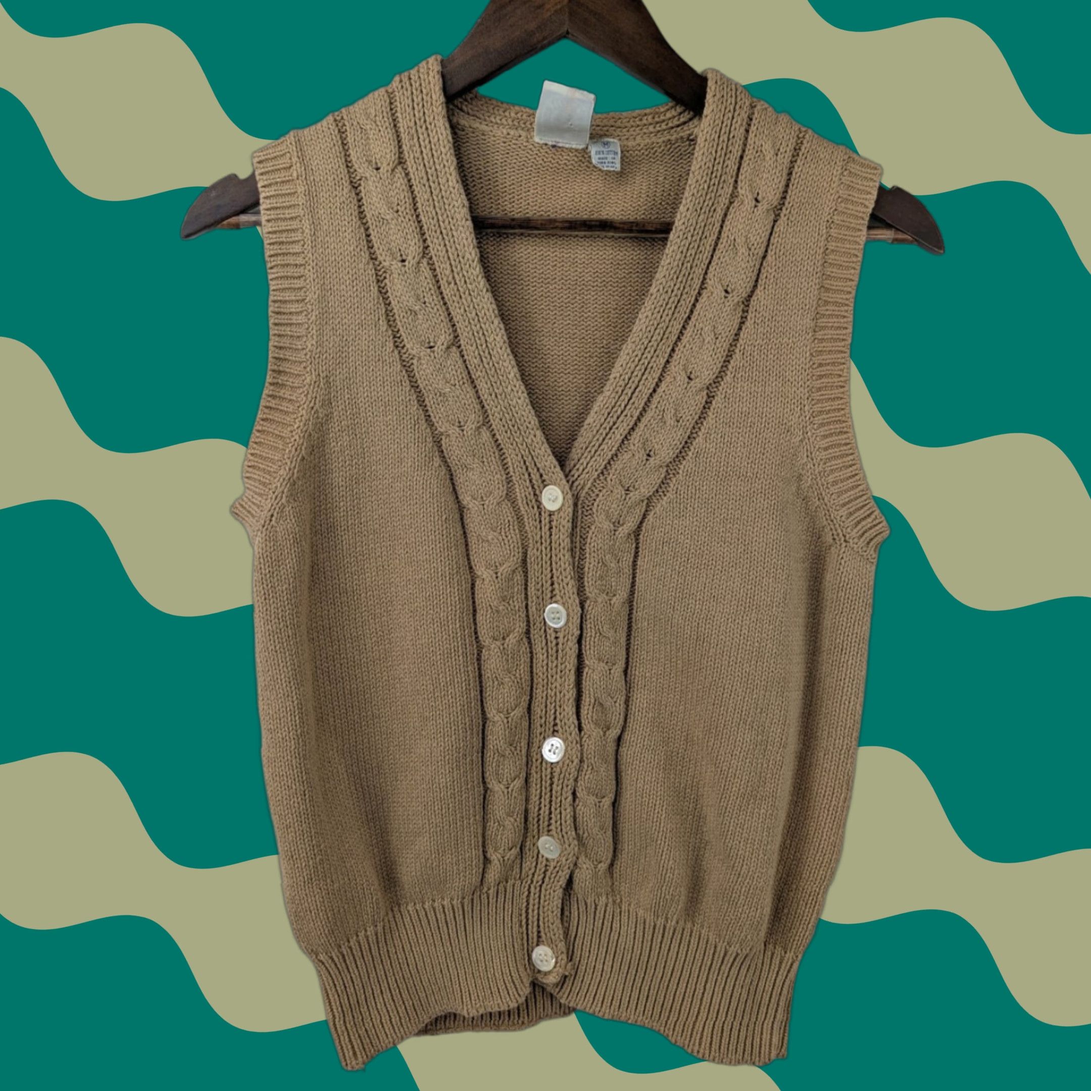 Vintage VINTAGE J.G. Hook Sweater Vest Womens M Beige Cable Knit Sleeveless Shirt? Size M / US 6-8 / IT 42-44 - 1 Thumbnail