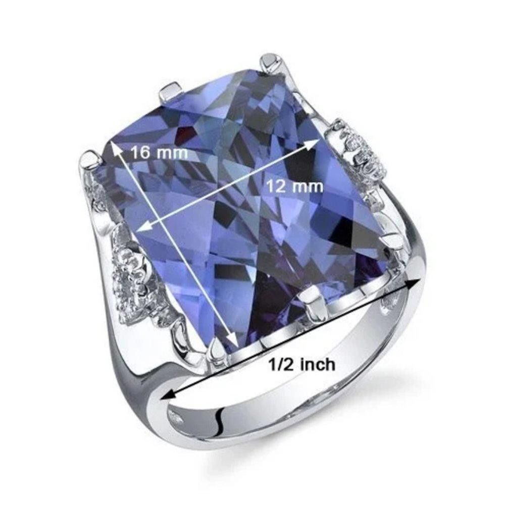 Designer Big Princess Cut Blue Tanzanite Silver Ring - Size 8 Size ONE SIZE - 4 Thumbnail