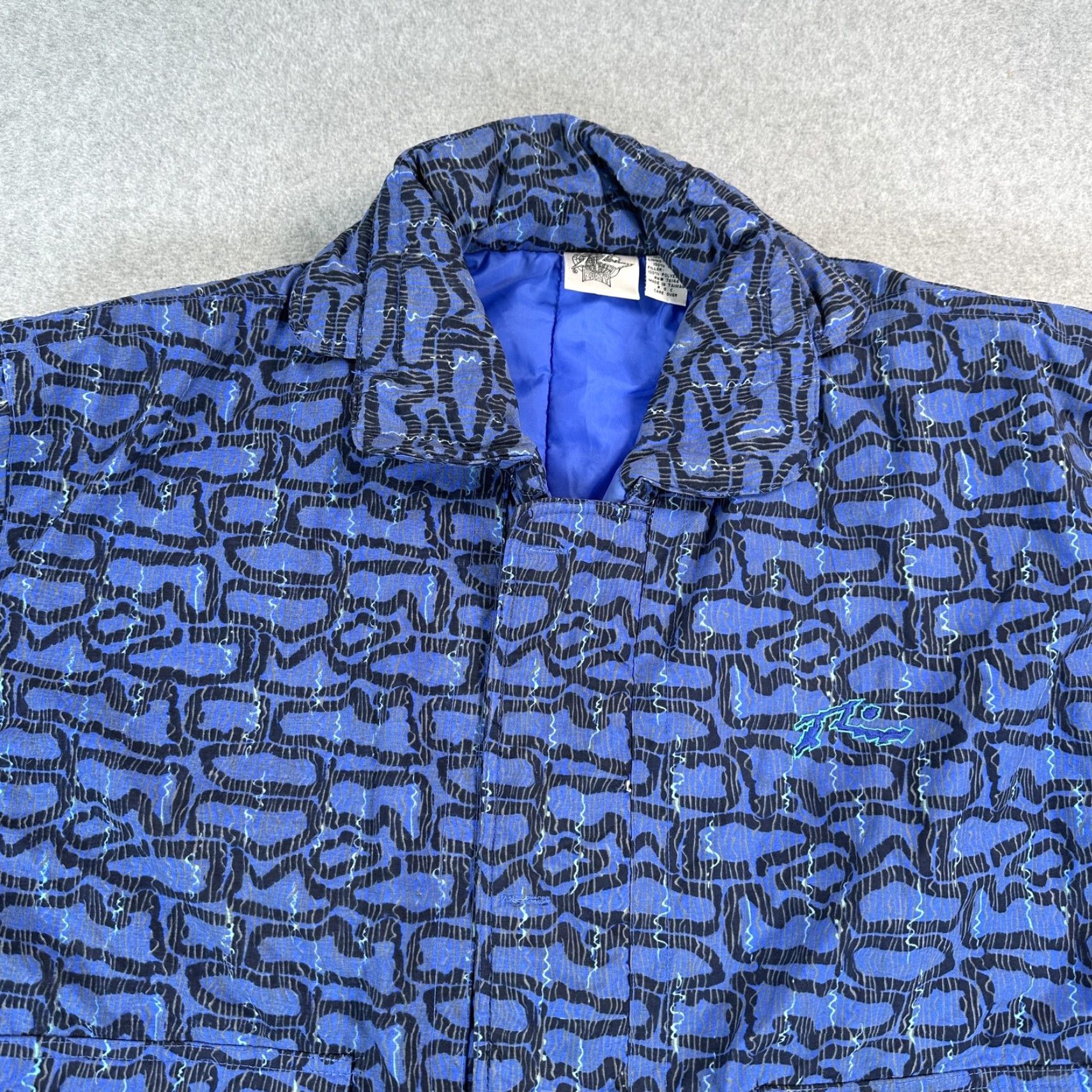 Rusty VINTAGE Rusty Jacket Mens Large Blue Nylon Puffer Animal Print Insulated Surf Size US L / EU 52-54 / 3 - 2 Thumbnail