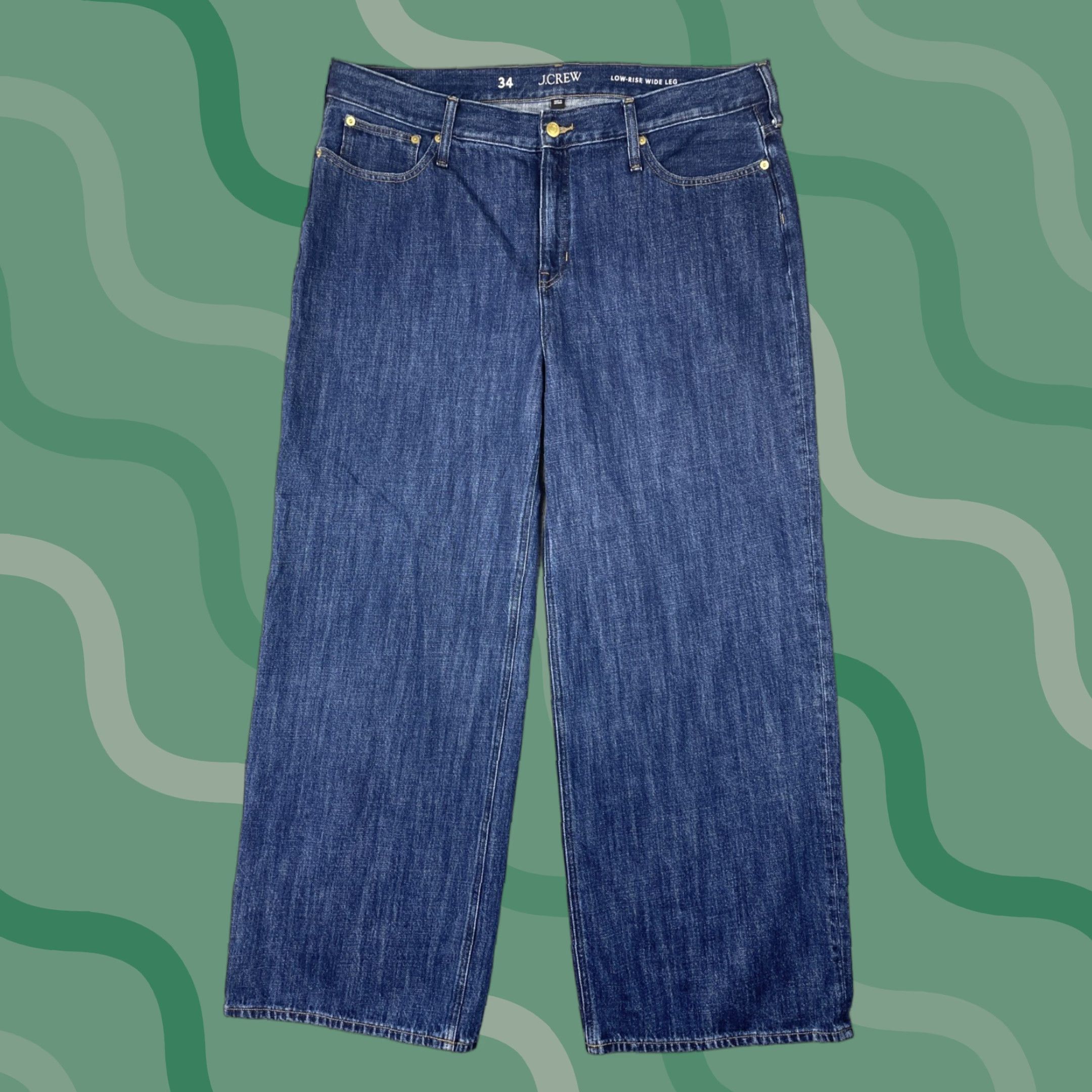 J.CREW Jeans Women’s 34 Blue Wide-Leg 100% Cotton Denim Pants Jeans 5-Pocket Design Regular Size 34 Women’s Blue Denim Pants