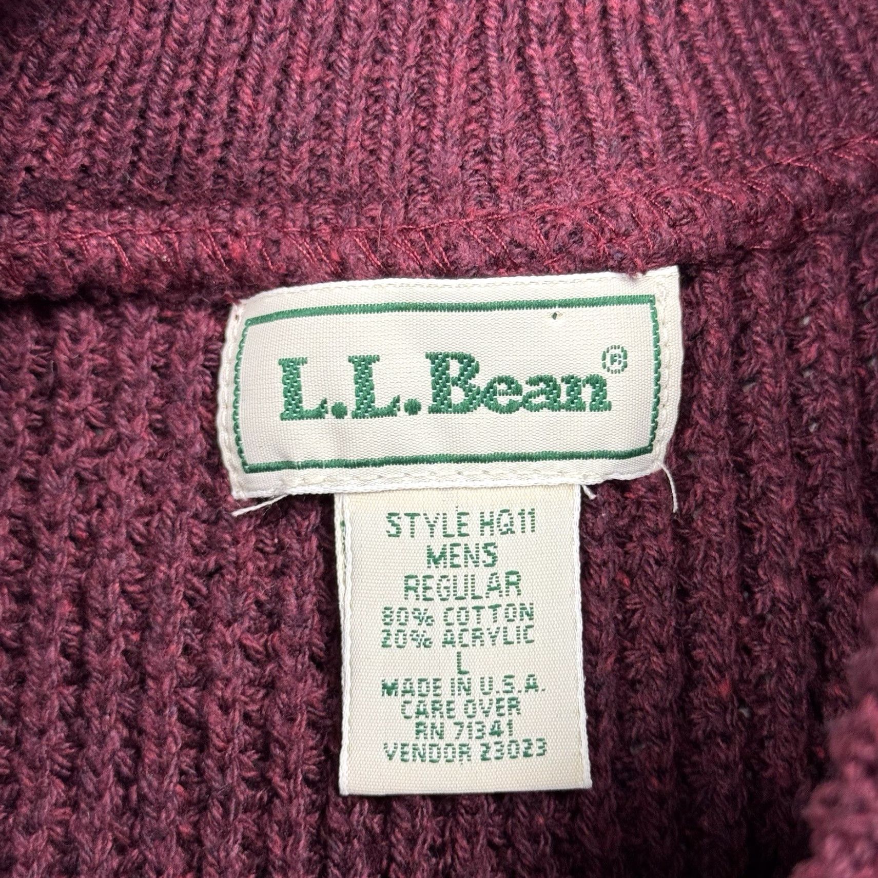 Vintage VINTAGE L.L. BEAN 90s Sweater Mens L Maroon Heavyweight Cable-Knit Henley USA Made Preppy Size US L / EU 52-54 / 3 - 3 Thumbnail