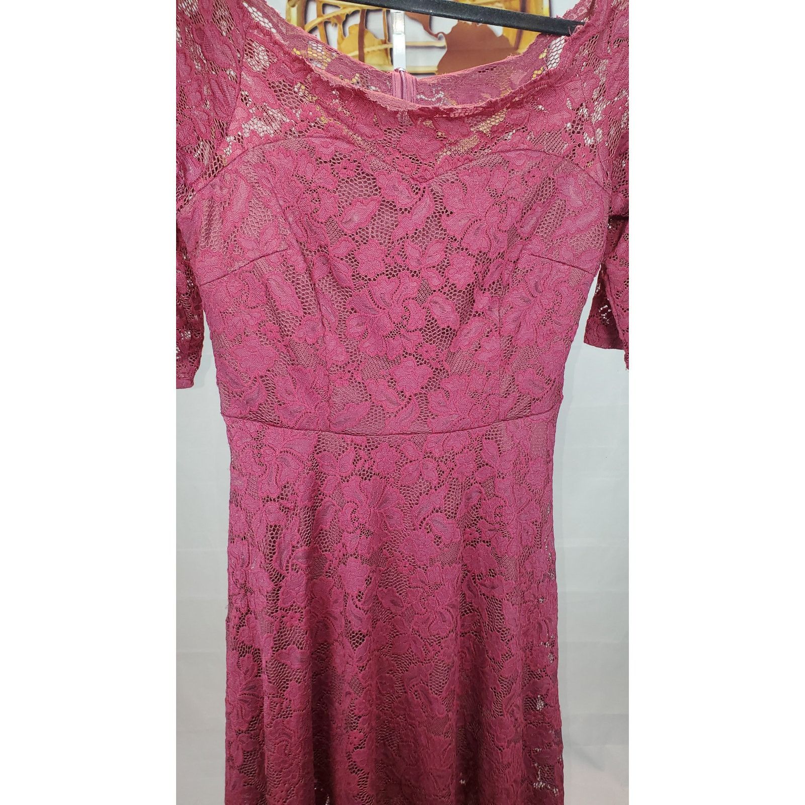 Other Muadress Burgundy Lace Off Shoulder High Low Dress Size L Size L / US 10 / IT 46 - 5 Thumbnail