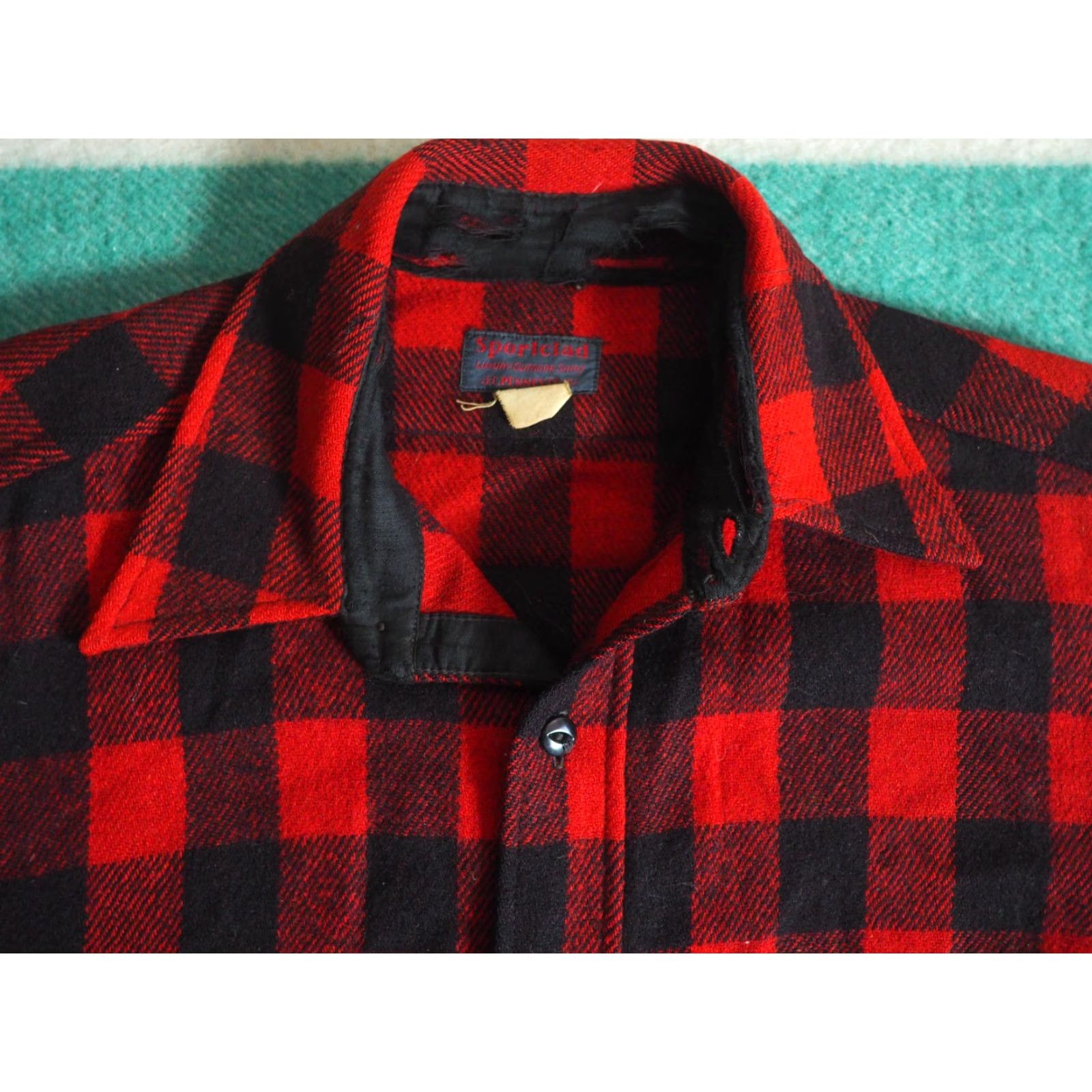 Vintage VTG 40s 50s Sportclad Penneys Wool Red Black Plaid Flannel Button Shirt Mens M Size US M / EU 48-50 / 2 - 2 Thumbnail