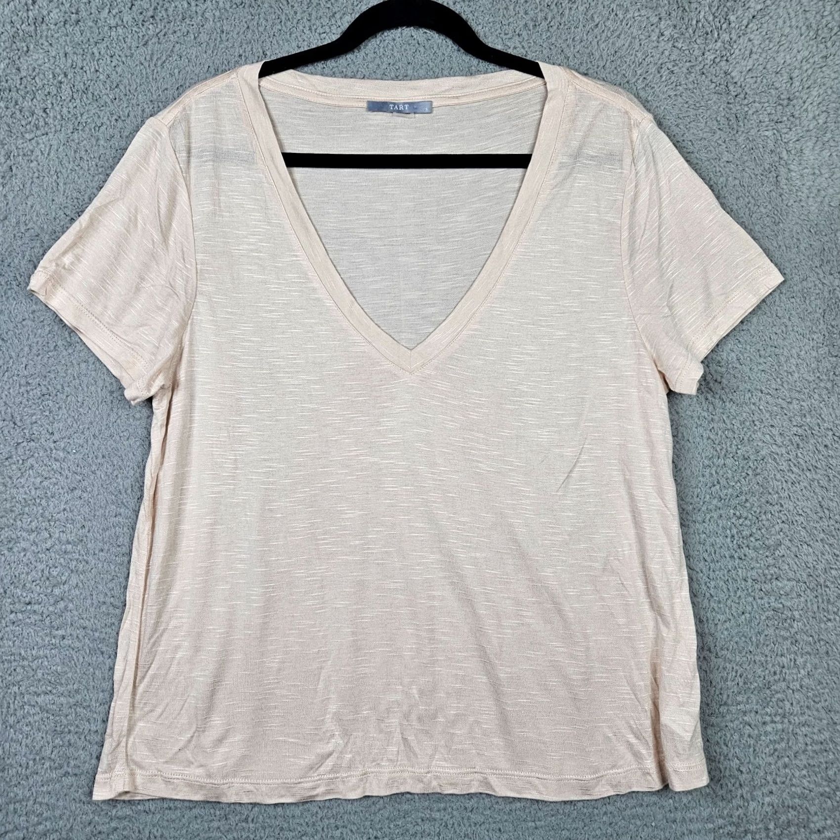 Vintage TART T-Shirt Women’s Light Peach Pink V-Neck Short Sleeve Size S Size 28" / US 6 / IT 42 - 2 Thumbnail