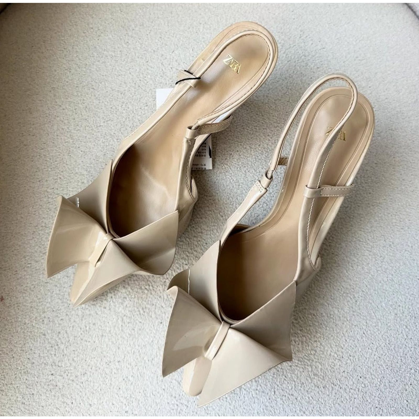 Zara Zara Bow Slingback Heels Cream Pointed Toe NWT Size US 7.5 / IT 37.5 - 8 Thumbnail