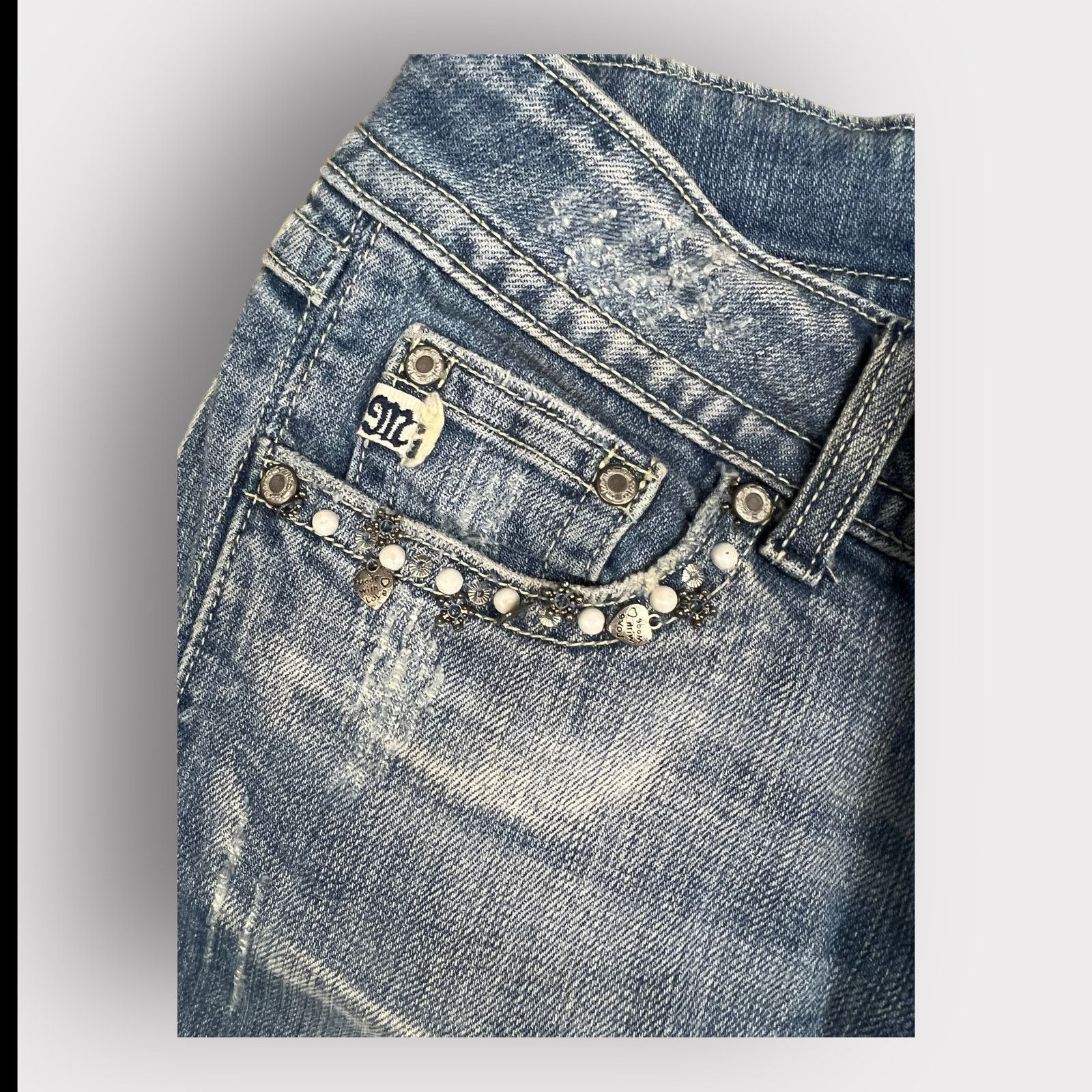 Nordstrom Miss Me Cropped Jeans Flap Pocket Medium Wash | Size 27 Size 27" / US 4 / IT 40 - 13 Thumbnail