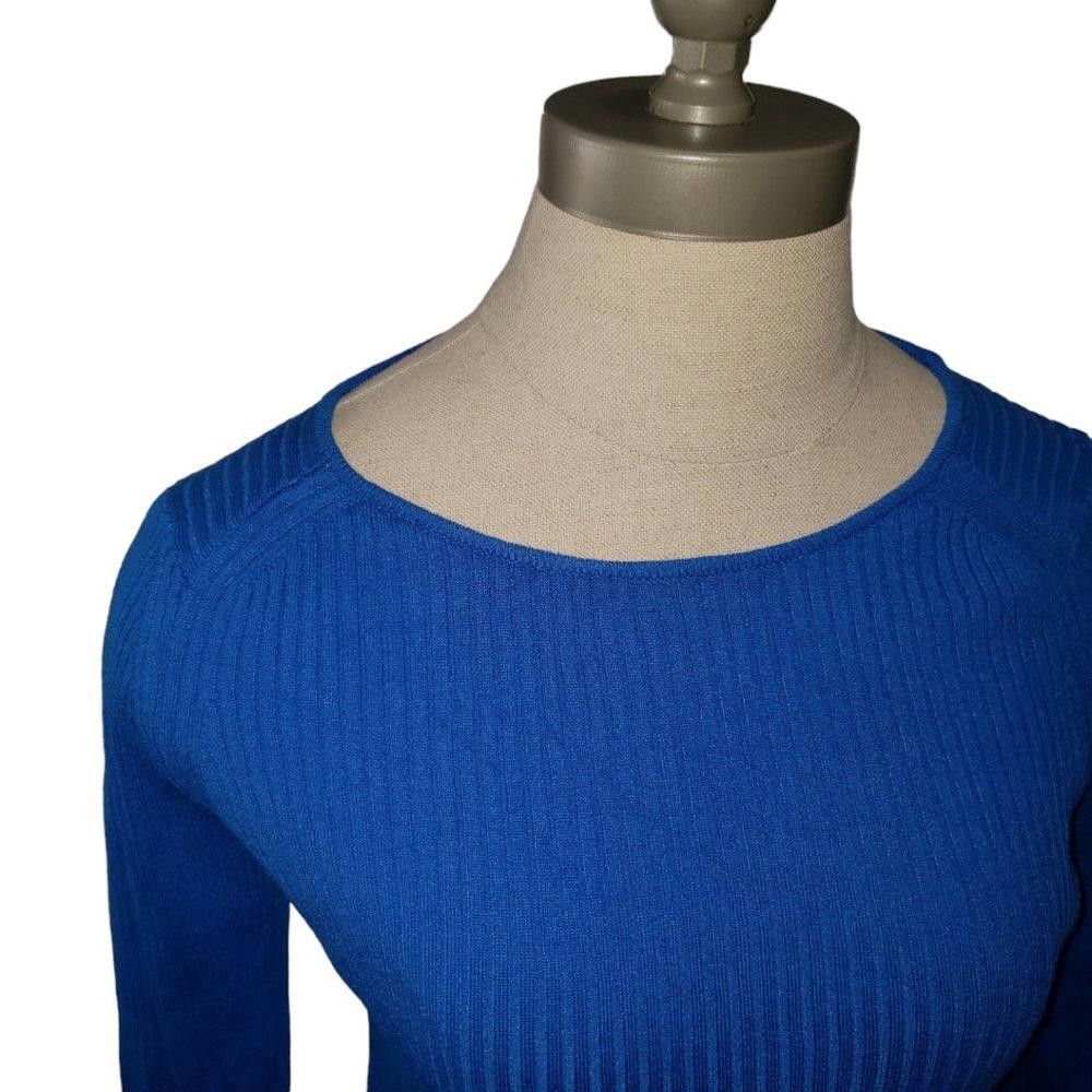 Mango CT797 Mango Ladies Turquoise Fitted Ribbed Sweater L Size L / US 10 / IT 46 - 3 Thumbnail