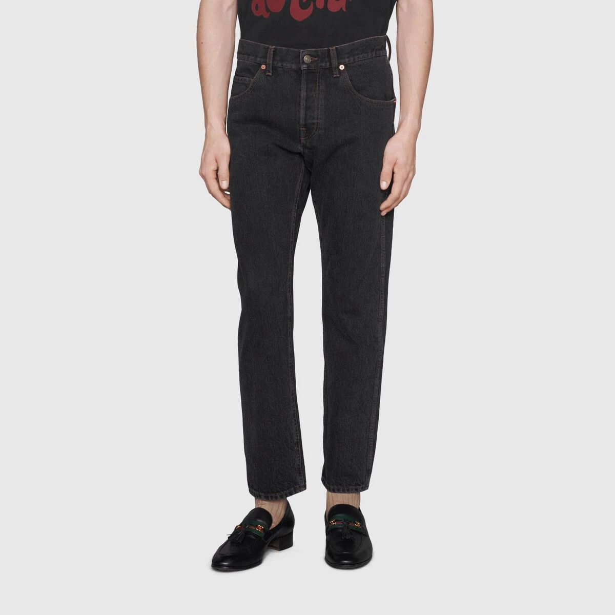 Gucci o1mt1gz0725 Tapered Eco Stonewashed Denim Pant in Black Size US 33 - 3 Thumbnail