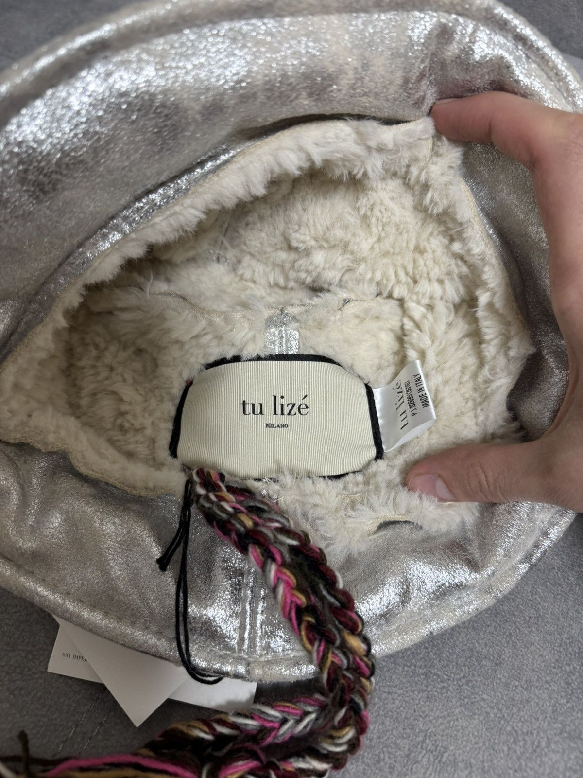 Designer Tu Lize Itali designer knit silver hat Panama teddy Size ONE SIZE - 8 Thumbnail
