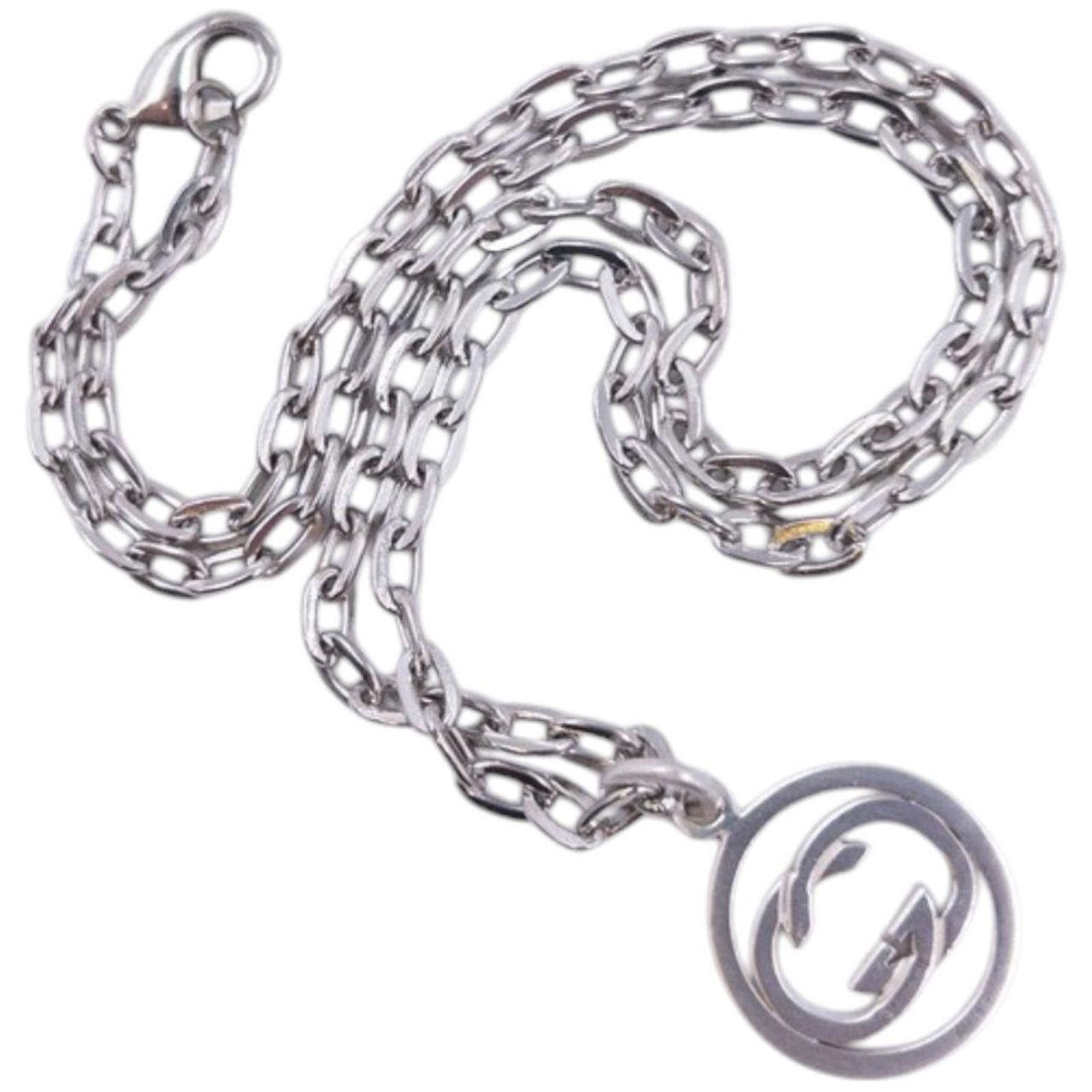 Gucci Vintage Gucci Silver Logo Necklace Size ONE SIZE - 4 Thumbnail