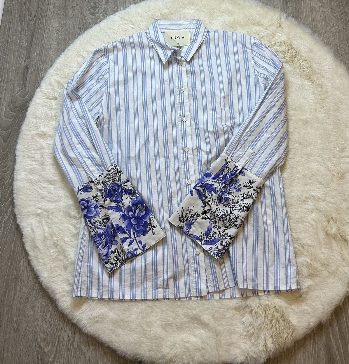 Other DMN Demeure Striped Shirt - Floral Cuff Details - Size 38/M Size M / US 6-8 / IT 42-44 - 1 Thumbnail