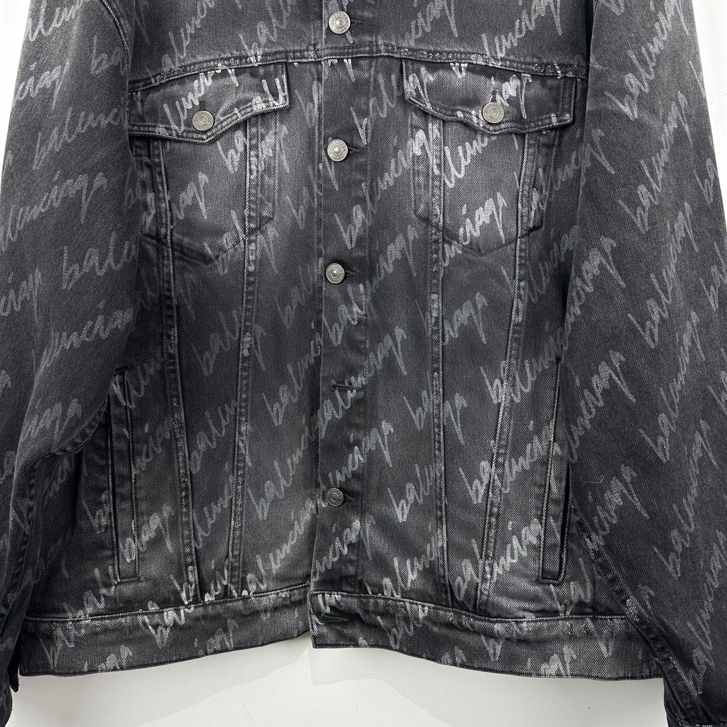 Balenciaga Balenciaga Logo Print Oversized Denim Jacket Size US XXS / EU 40 - 3 Thumbnail