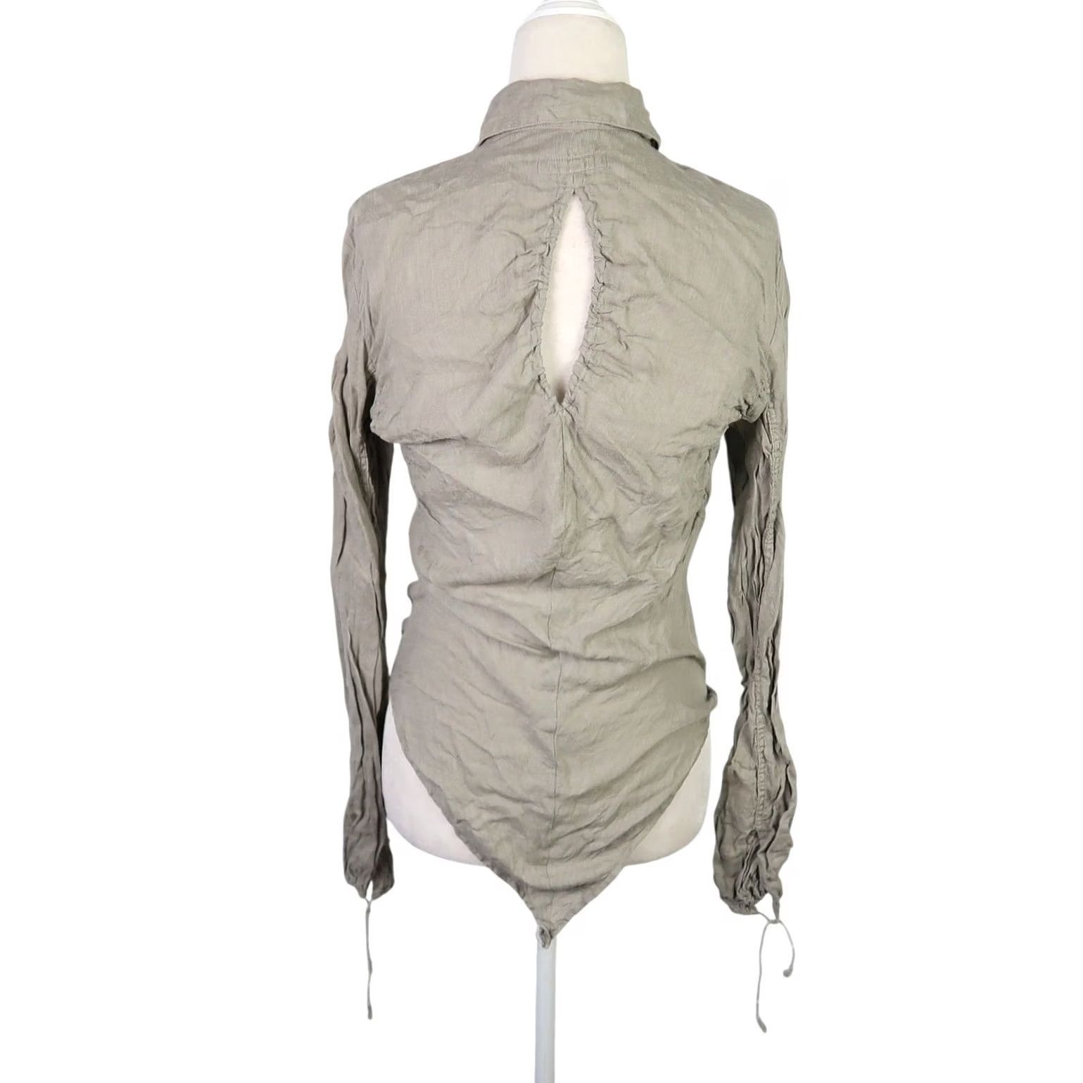 Mason's Mason's Woman Rites Taupe Grey Linen Snap Front Top S Shirt Women Long Sleeve Button-Up Casual Bohemian 100% Linen Autumn Spring Womens Size S / US 4 / IT 40 - 4 Thumbnail
