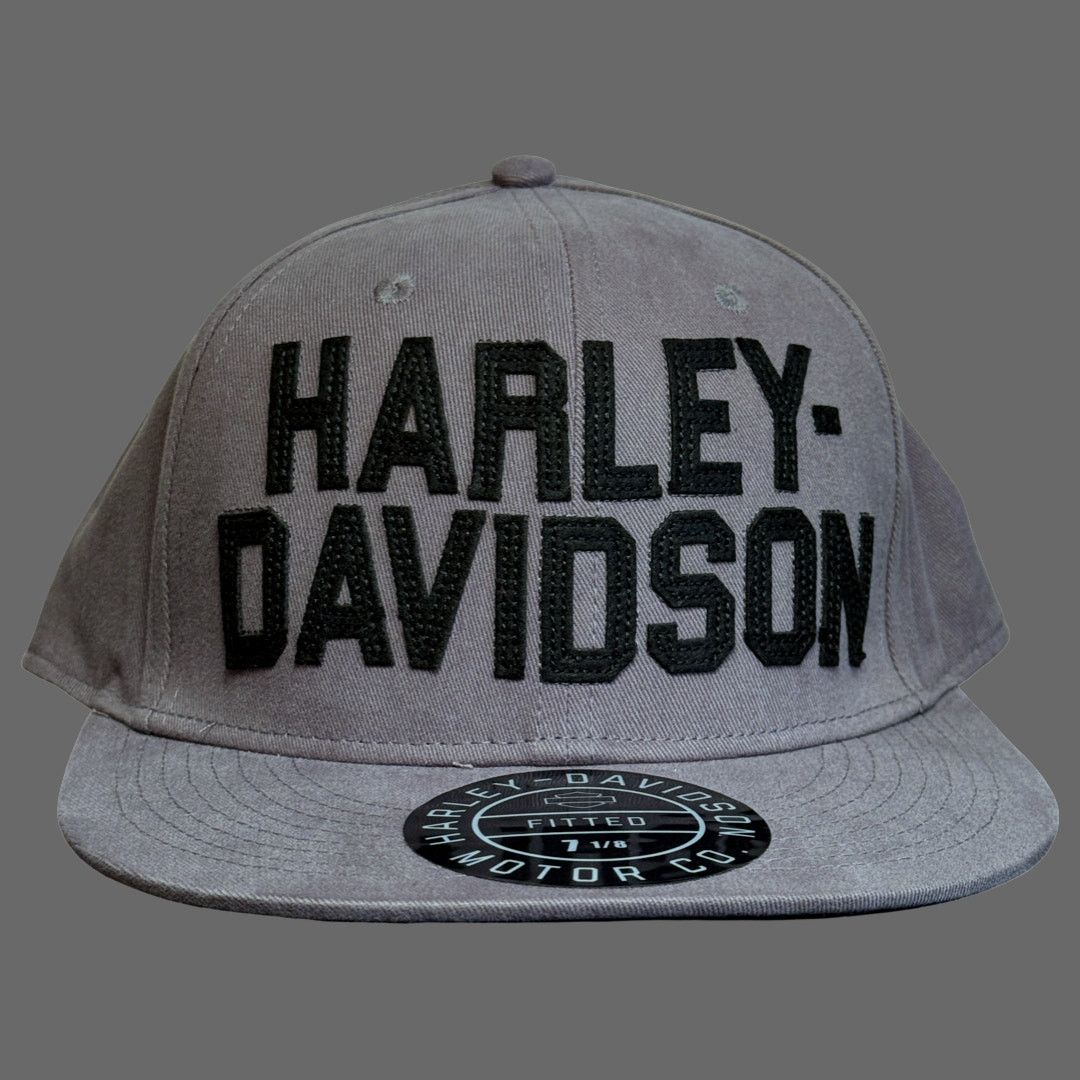 Harley Davidson Harley-Davidson Fitted Block Cap Gray/Black Size 7 1/8 NWT Size ONE SIZE - 2 Thumbnail