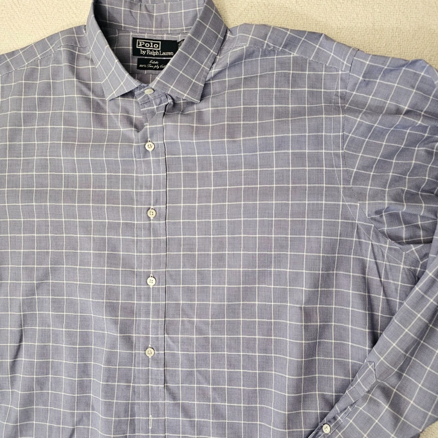 Ralph Lauren VINTAGE Ralph Lauren Polo Men's Button-Up Shirt Classic Fit Blue Checks 17.5 36 Estate Check Shirt Mens Blue Polo Ralph Lauren Size US XXL / EU 58 / 5 - 3 Thumbnail
