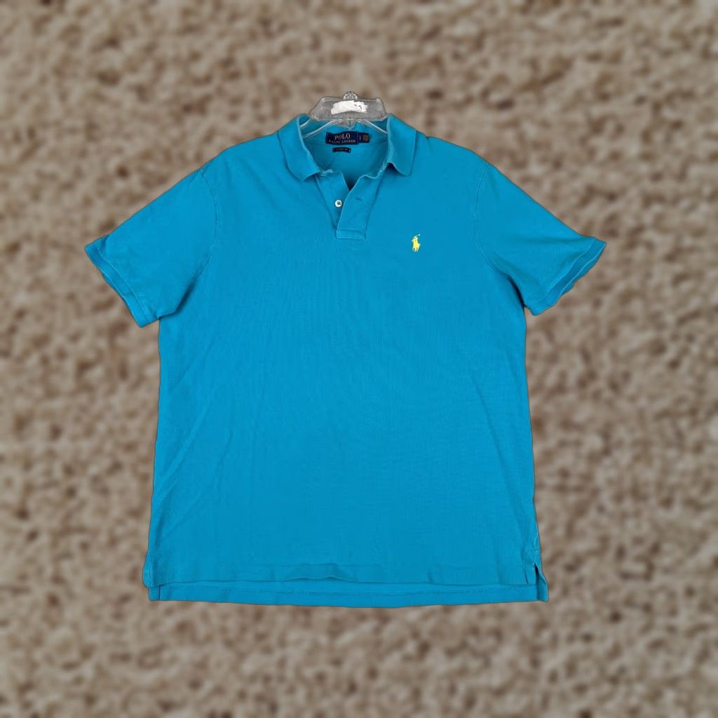 Ralph Lauren Polo Ralph Lauren Polo Shirt Mens Large Blue 100% Cotton Jersey Classic Fit Slim Short Sleeve Shirt Polo Size US L / EU 52-54 / 3 - 1 Thumbnail