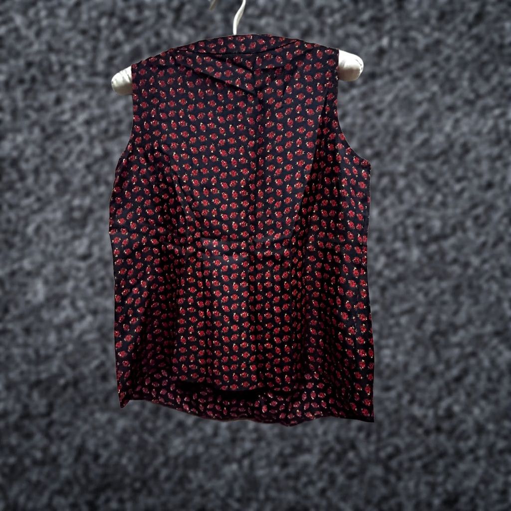 Talbots Talbots Blouse Shirt Sleeveless Silk Pleated Neck PS Women Blue Red Ladybug Pattern Size S / US 4 / IT 40 - 1 Thumbnail