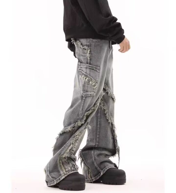 Japanese Brand × Jean Retro ruined whiskering design washed distressed jeans Size US 33 - 10 Thumbnail
