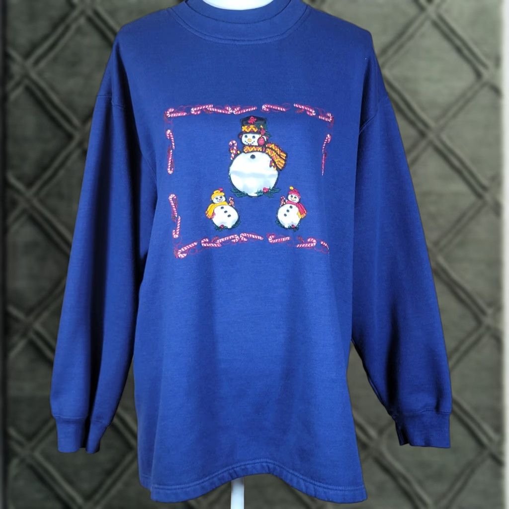 Vintage Nutcracker Womens Plus Size Embroidered Christmas Pullover Sweater Blue Size 2X Size XXL / US 16-18 / IT 52-54 - 1 Thumbnail