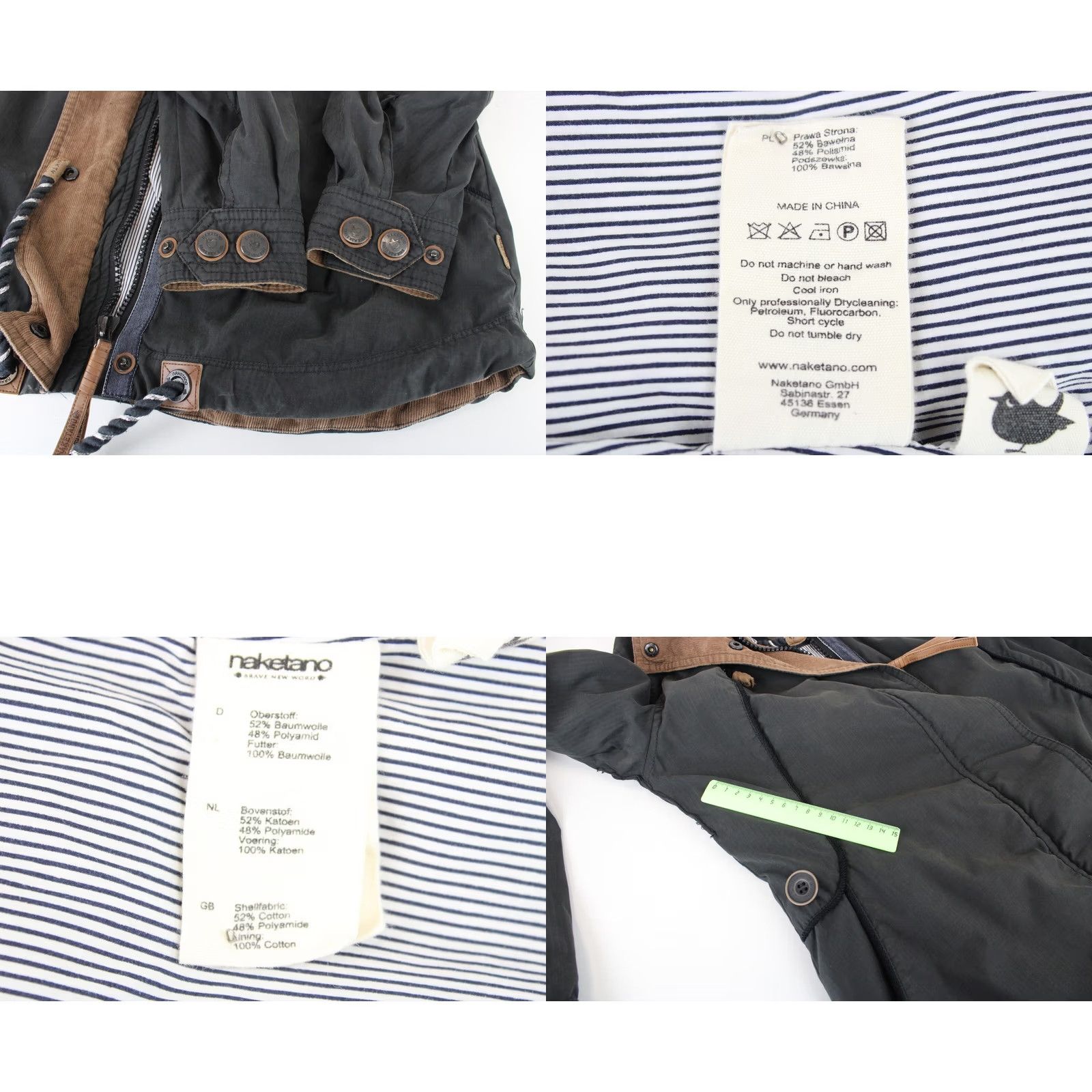 Vintage Naketano Jacket Women LARGE Roll Up Lightweight Full Zip Mid Length Grey Size L / US 10 / IT 46 - 8 Thumbnail