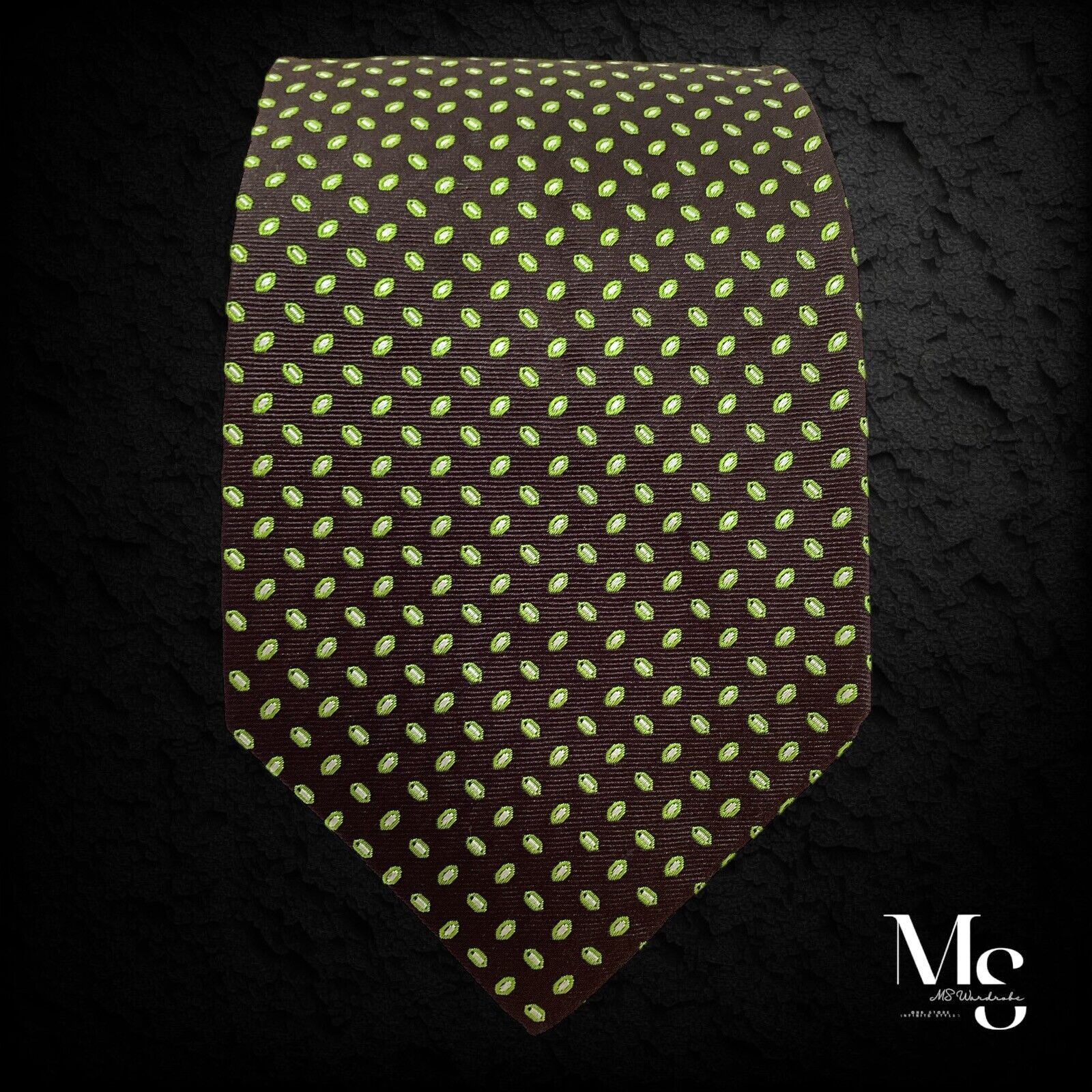 Domenico Vacca DOMENICO VACCA Nove Pieghe XL Green Brown Geometric Silk Tie Size ONE SIZE - 7 Thumbnail