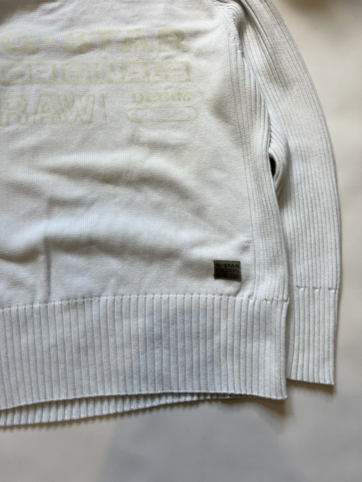 G-Star G Star Raw White Sweater Rubbed Basic Classic Size US L / EU 52-54 / 3 - 2 Thumbnail