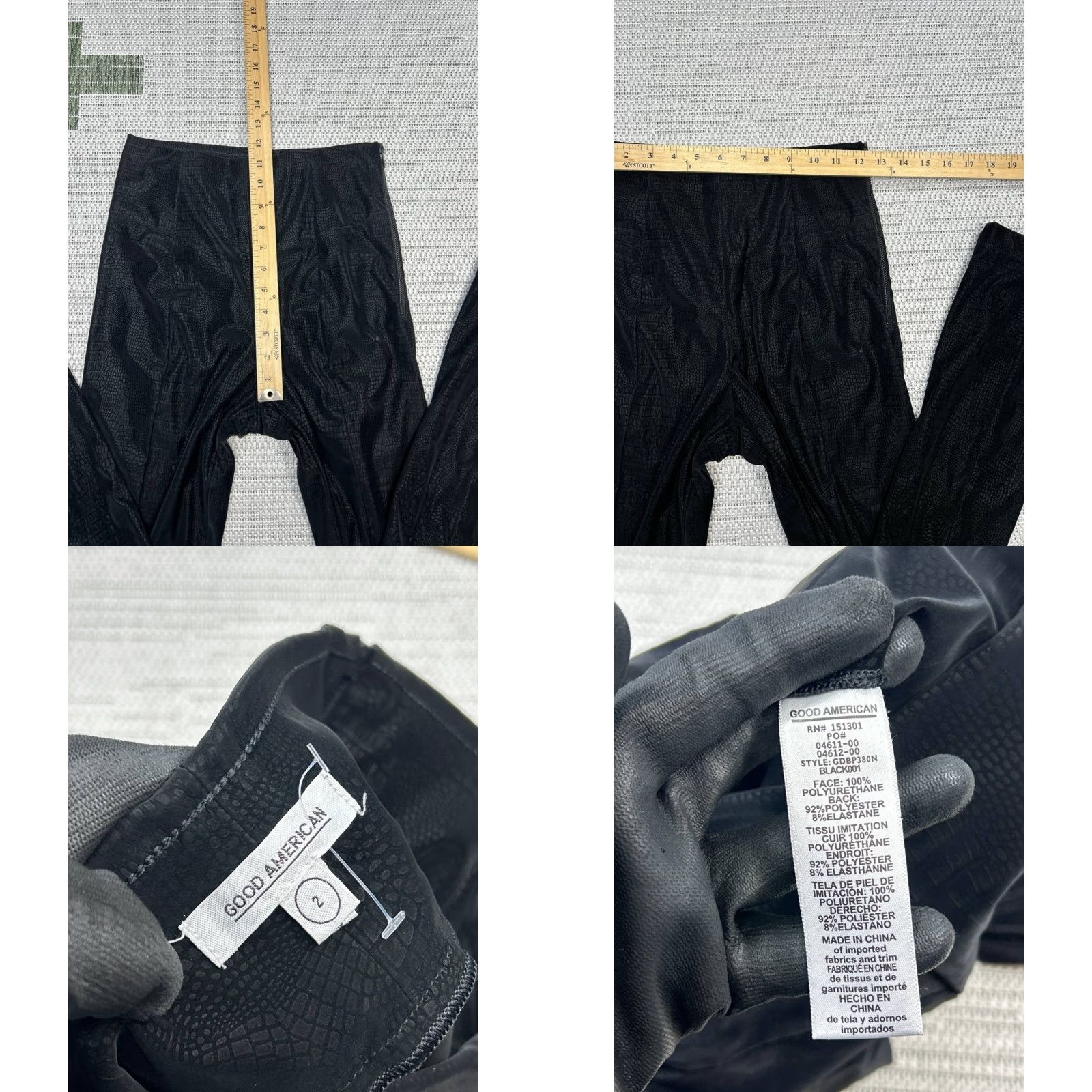 Good American Good American Pants Womens 2 Black Faux Snakeskin Straight Ankle High Rise Flat Front Size 2 Womens Black Pants Size 26" / US 2 / IT 38 - 8 Thumbnail