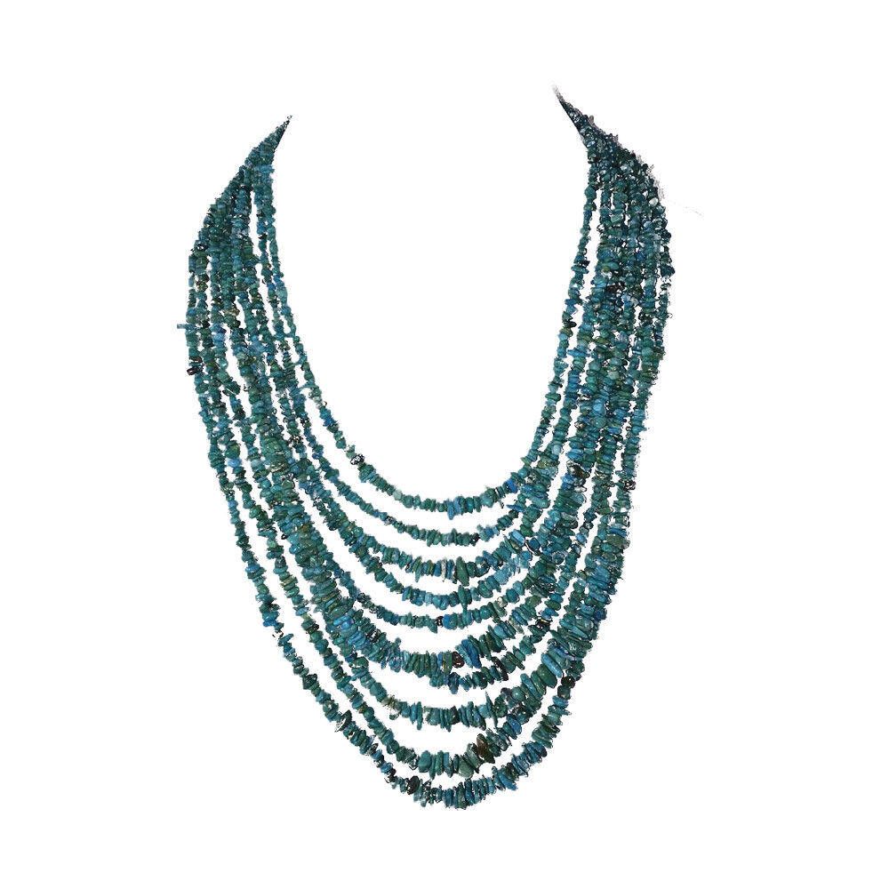Designer Massive Turquoise Chip Bead Multi Strand Necklace Bib Size ONE SIZE - 1 Thumbnail