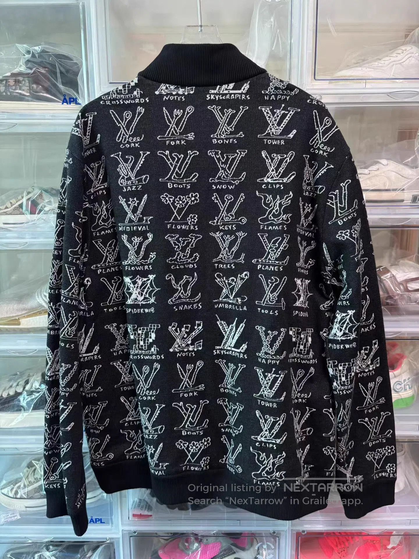 Louis Vuitton Black Printed Bomber Jacket with White Graphics. Size US XXL / EU 58 / 5 - 2 Thumbnail
