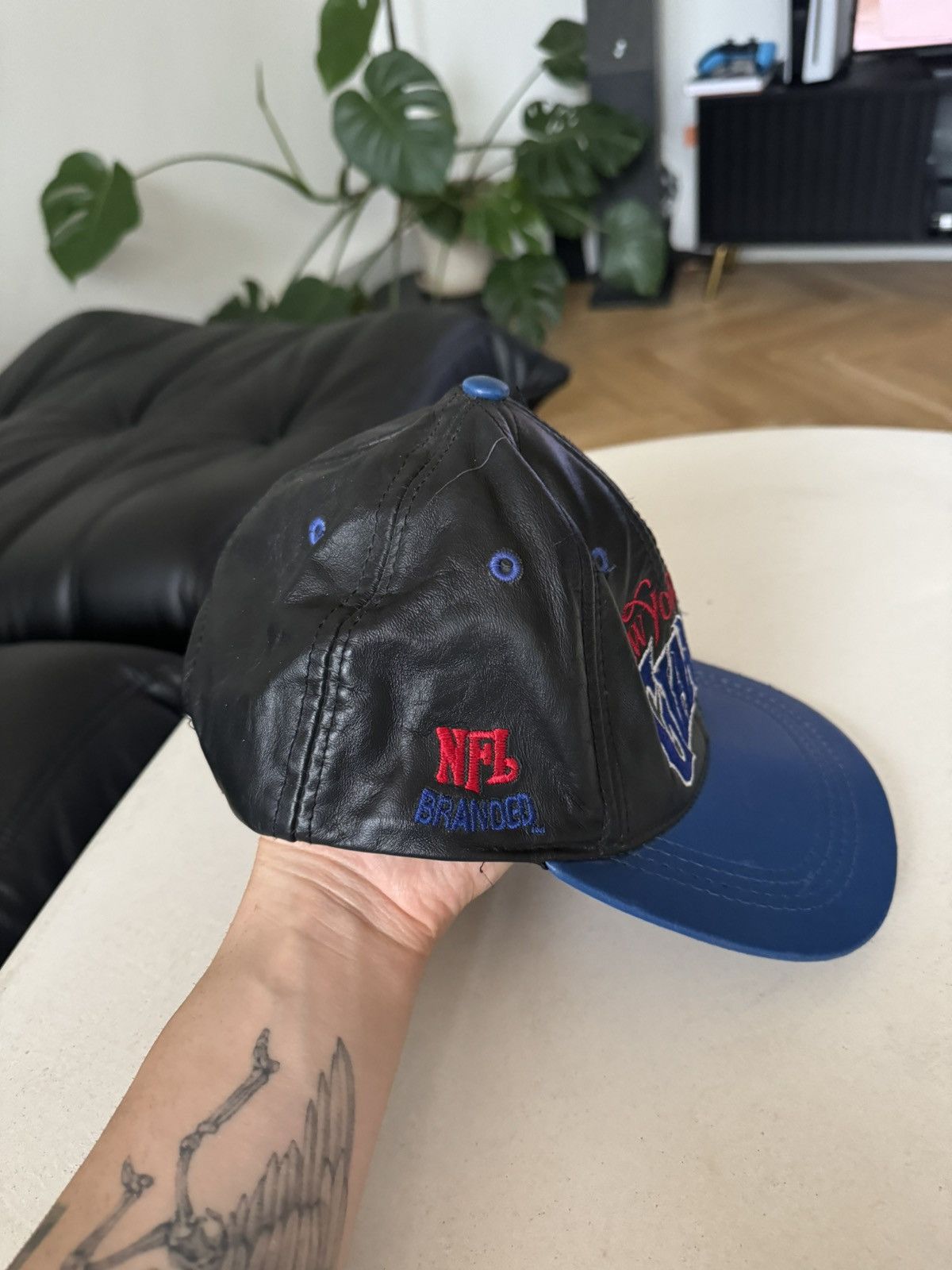 NFL Vintage 90s NY Giants Leather Snapback Hat Pro Line Logo 7 Size ONE SIZE - 2 Thumbnail
