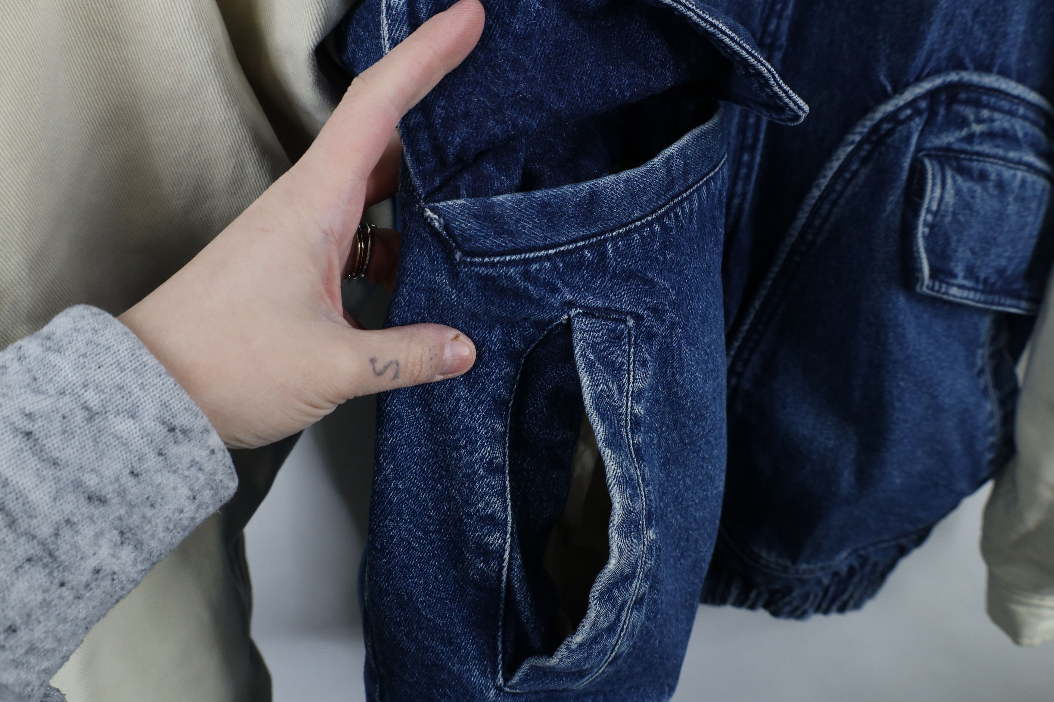 Vintage Vintage 90s Streetwear Heavyweight Denim Varsity Jacket Size US XXL / EU 58 / 5 - 8 Thumbnail