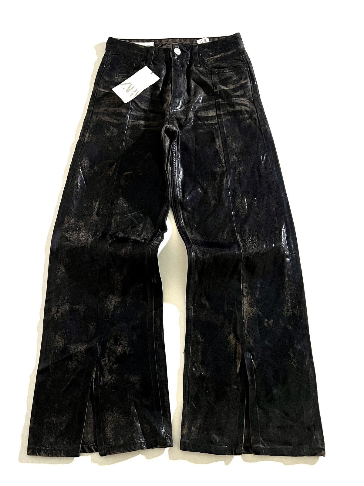 Zara Zara TRF Waxed Wide Leg Jeans with Split Hem y2k Size 28" / US 6 / IT 42 - 1 Thumbnail