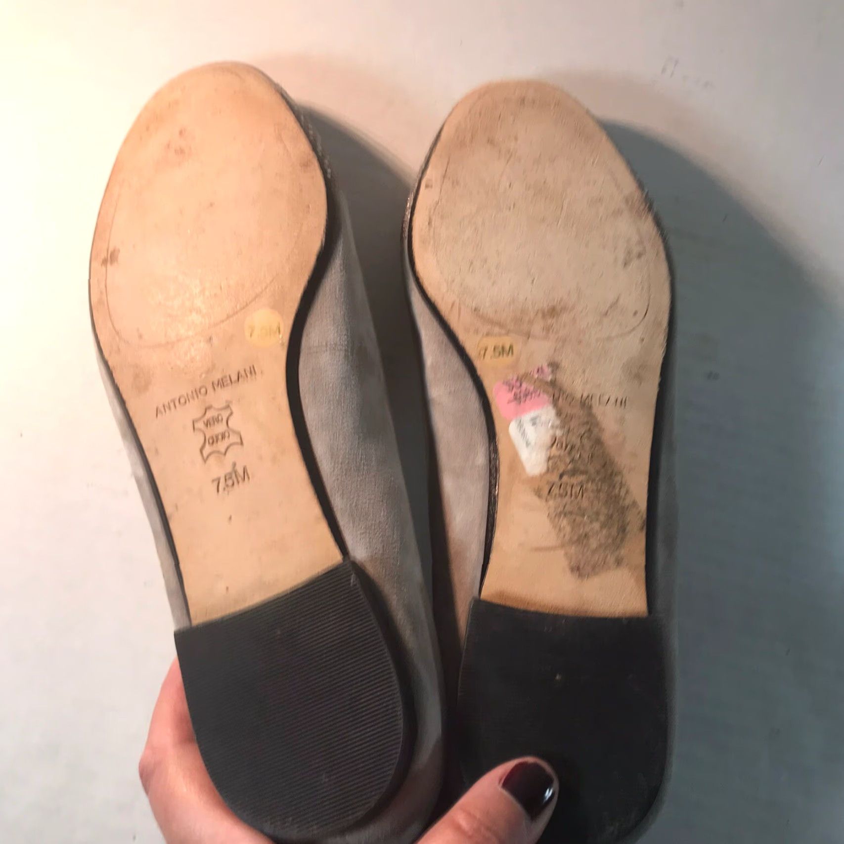 Vintage Antonio Melani Womens Flat Shoes Size 7.5M Suede Gray Beaded Classic Modern Size US 7.5 / IT 37.5 - 5 Thumbnail