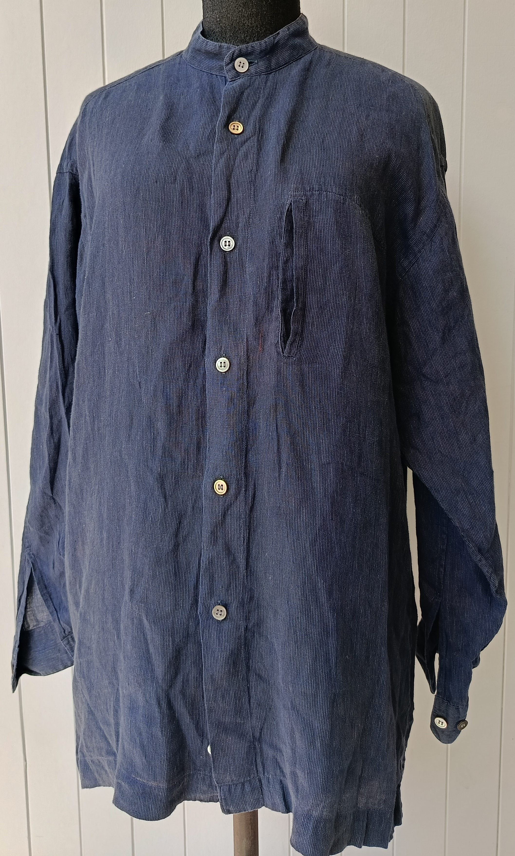 Issey Miyake Issey Miyake IM studio Japan mandarin navy blue linen shirt Size US M / EU 48-50 / 2 - 1 Thumbnail