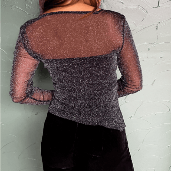 Other Black Metallic Glitter Mesh Long Sleeve Top Size S / US 4 / IT 40 - 7 Thumbnail
