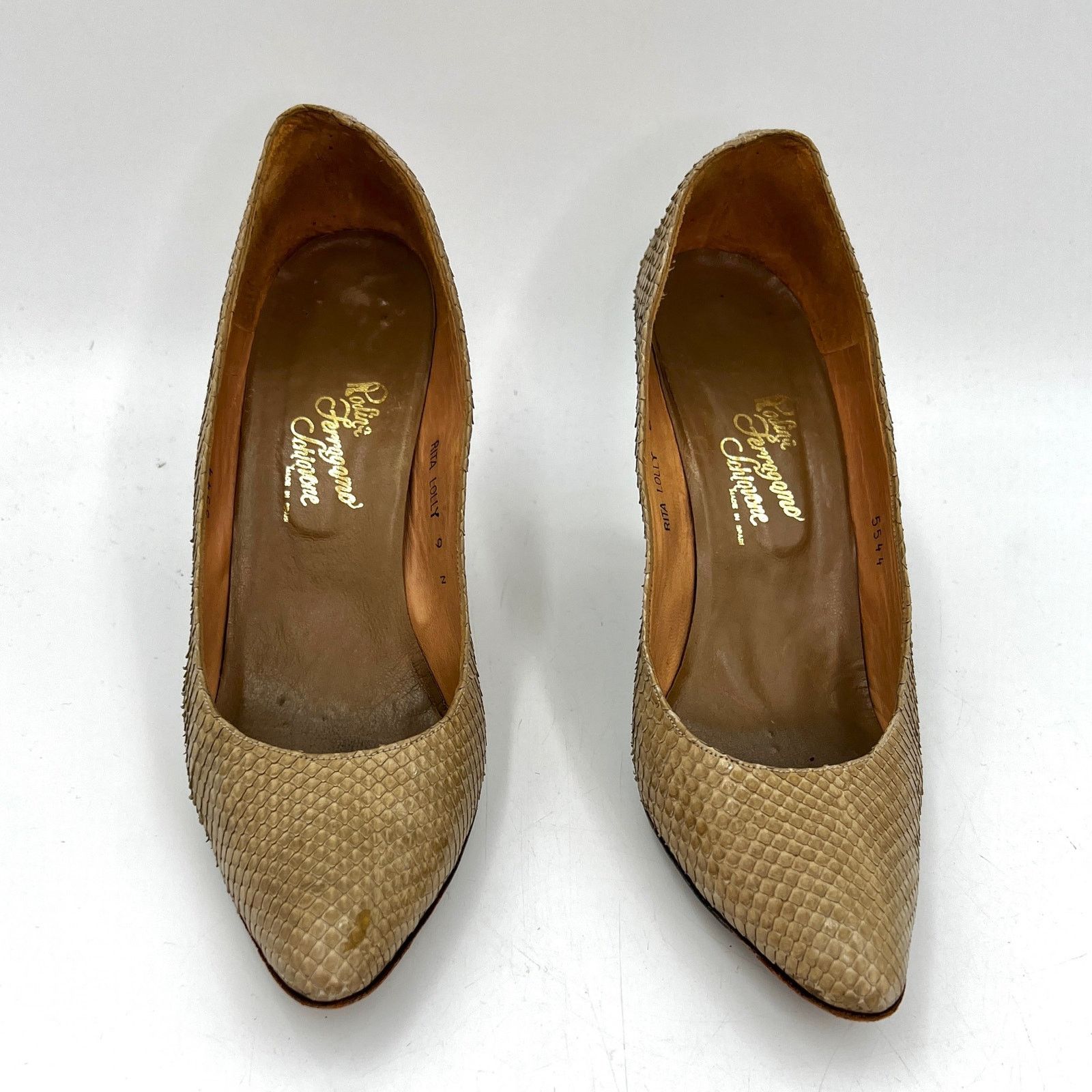 Vintage Rosina Ferragamo Schiavone Snake Leather Heels Size US 9 / IT 39 - 4 Thumbnail